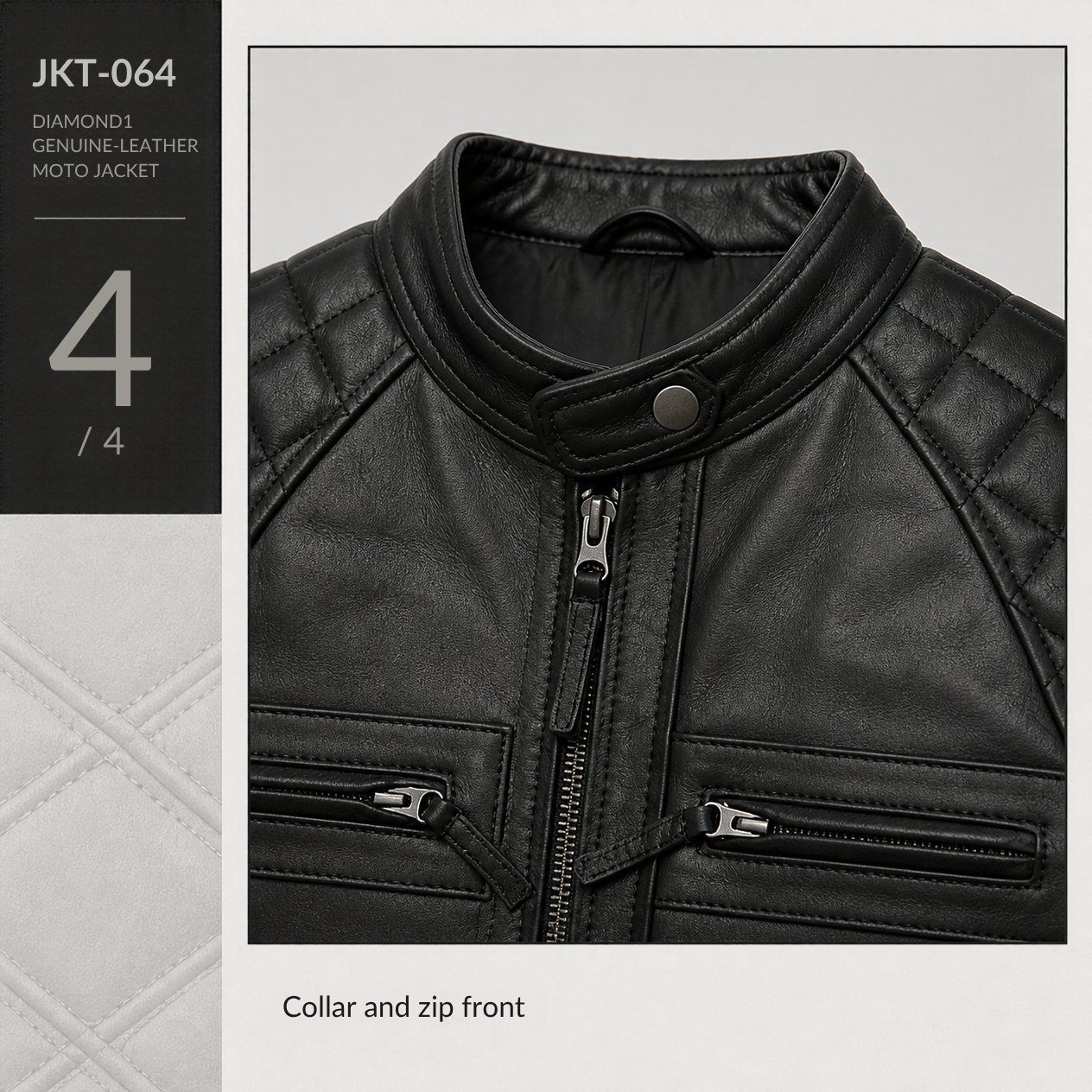 JKT-064 — Men's leather moto jacket — brand new, size M - photo 4