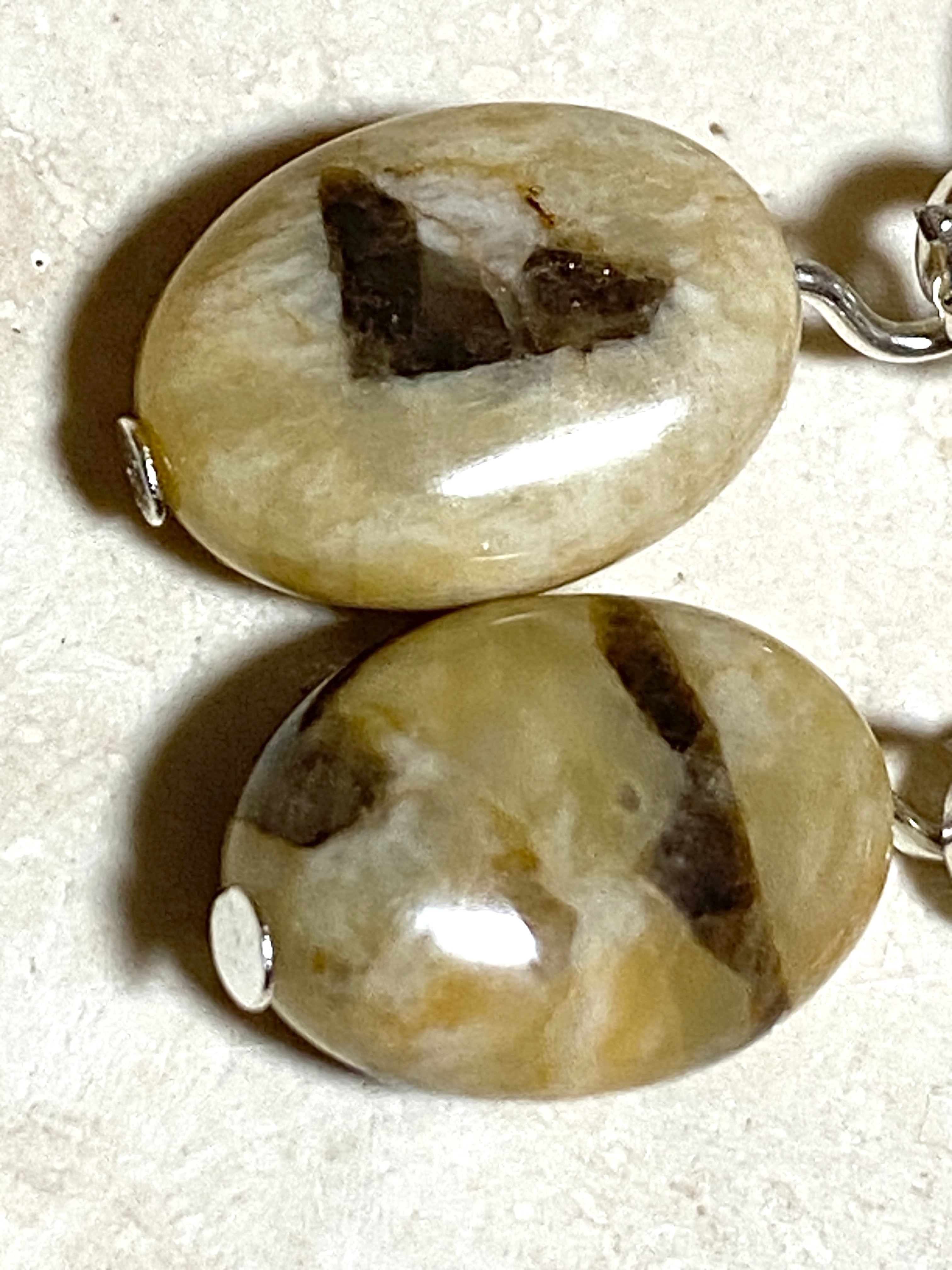 Septarian Stone Celtic Trinity Earrings, Sterling Silver Hook - photo 4
