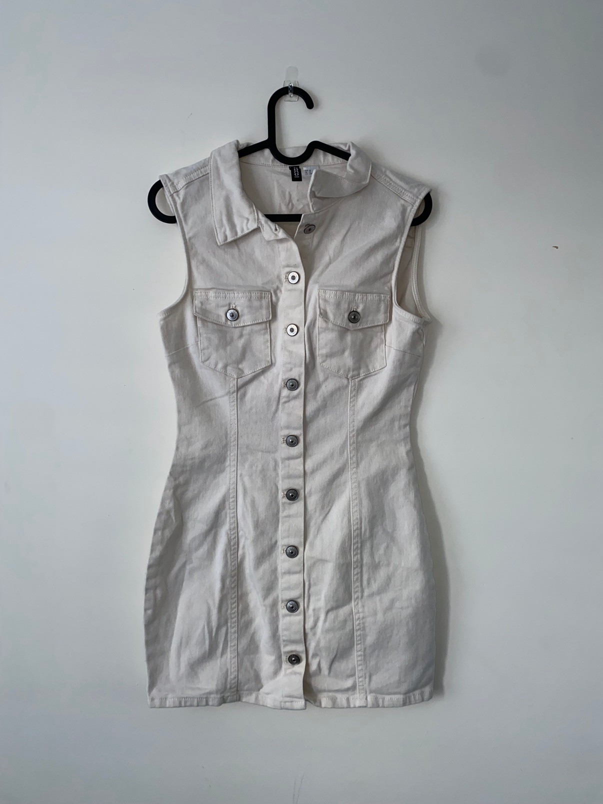H&M Cream Sleeveless Denim Shirt Dress, UK 10 - photo 2