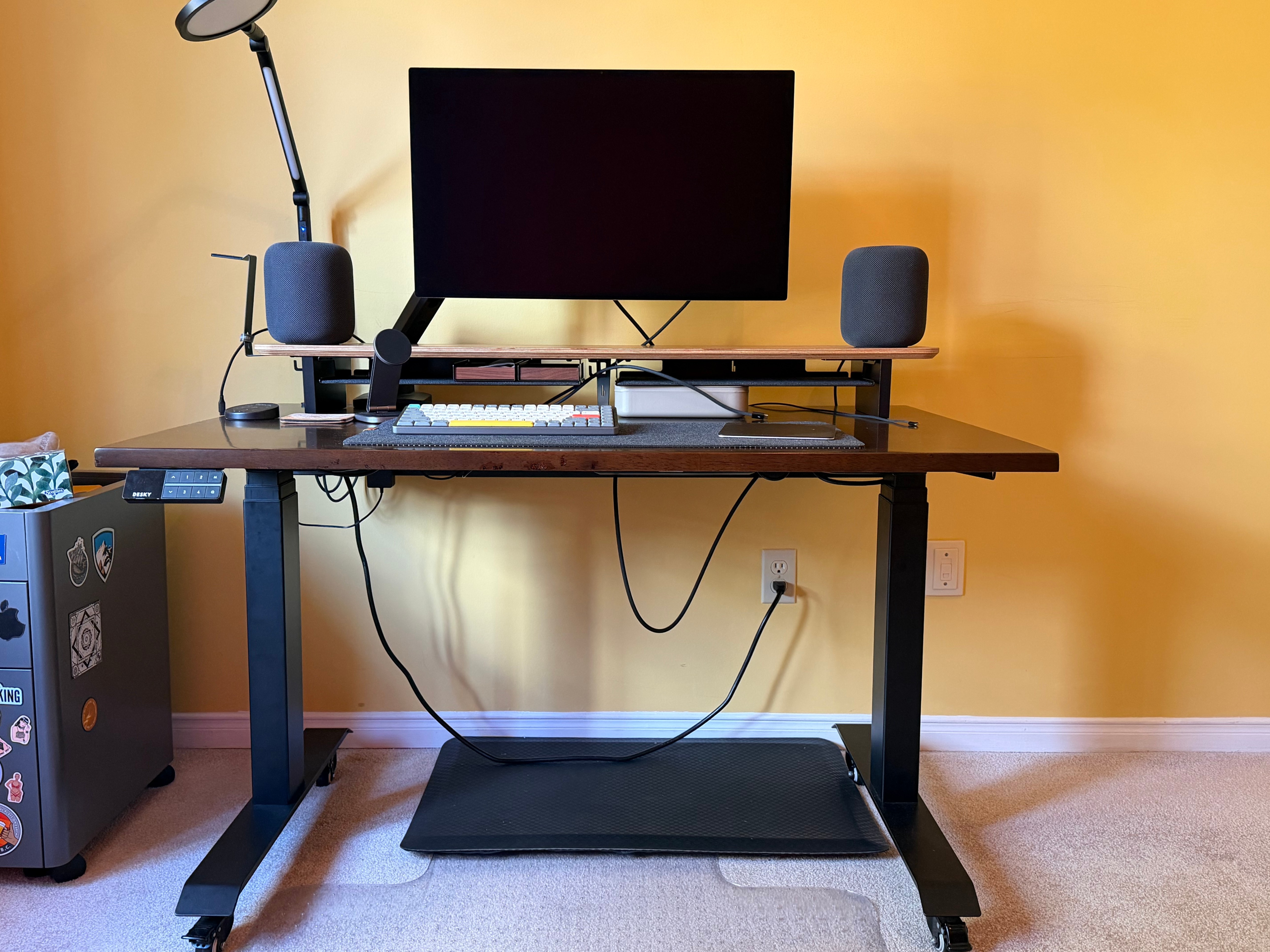 Desky Dual Motor Sit Stand Desk (48 x30 Solid Rubberwood)