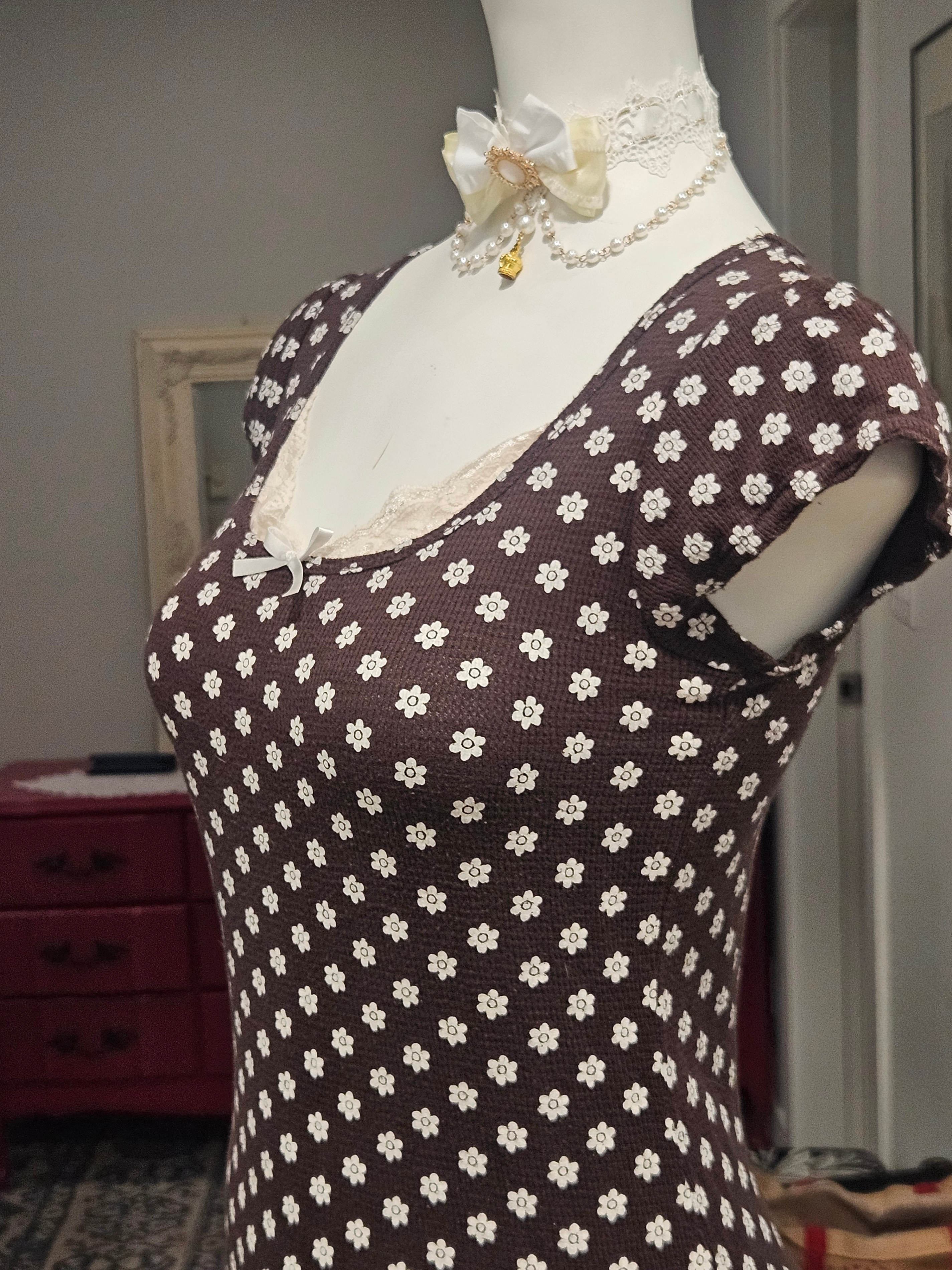 Brown and white floral lace top - photo 3
