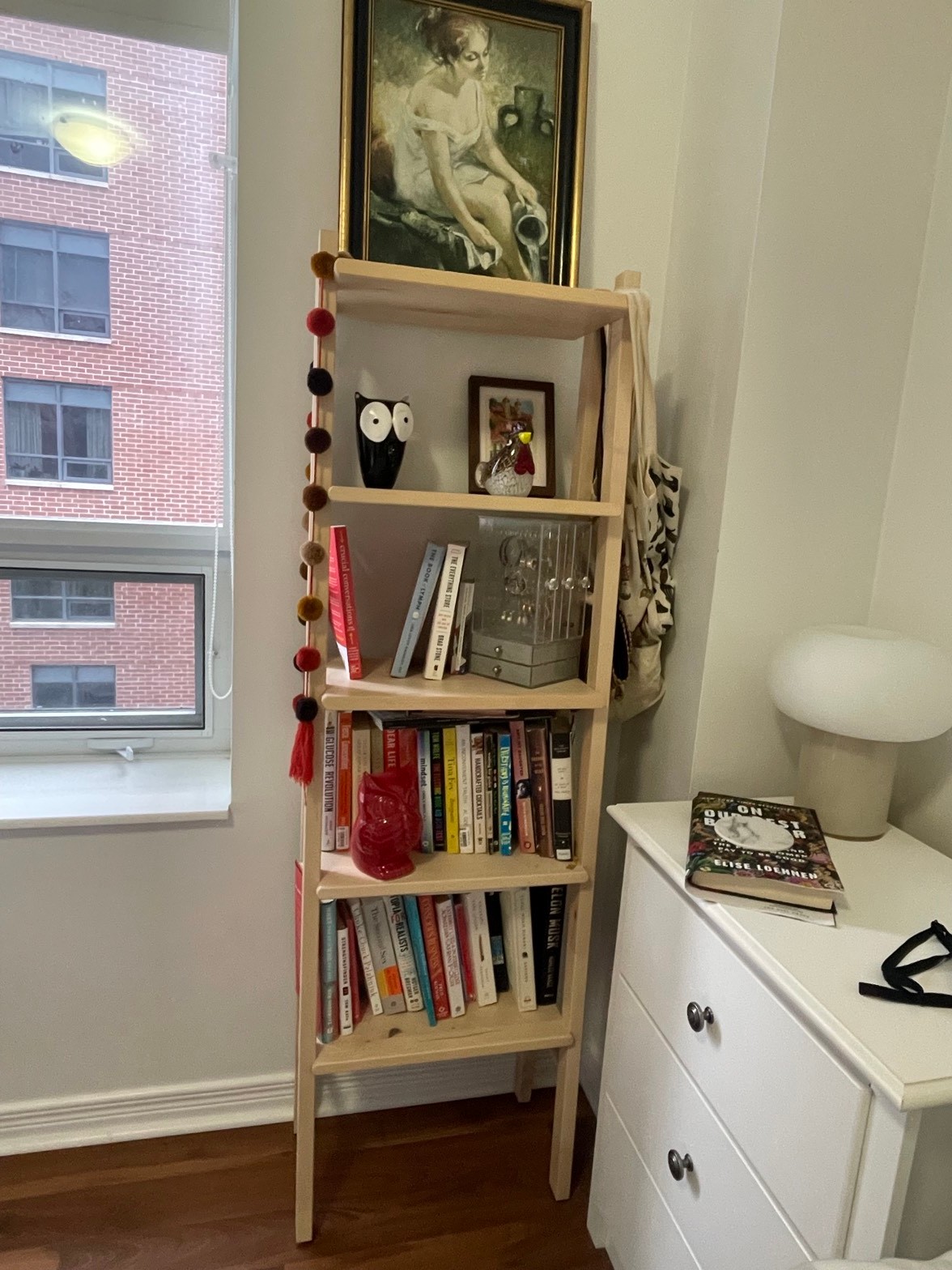 IKEA leaning ladder shelf, natural solid birch