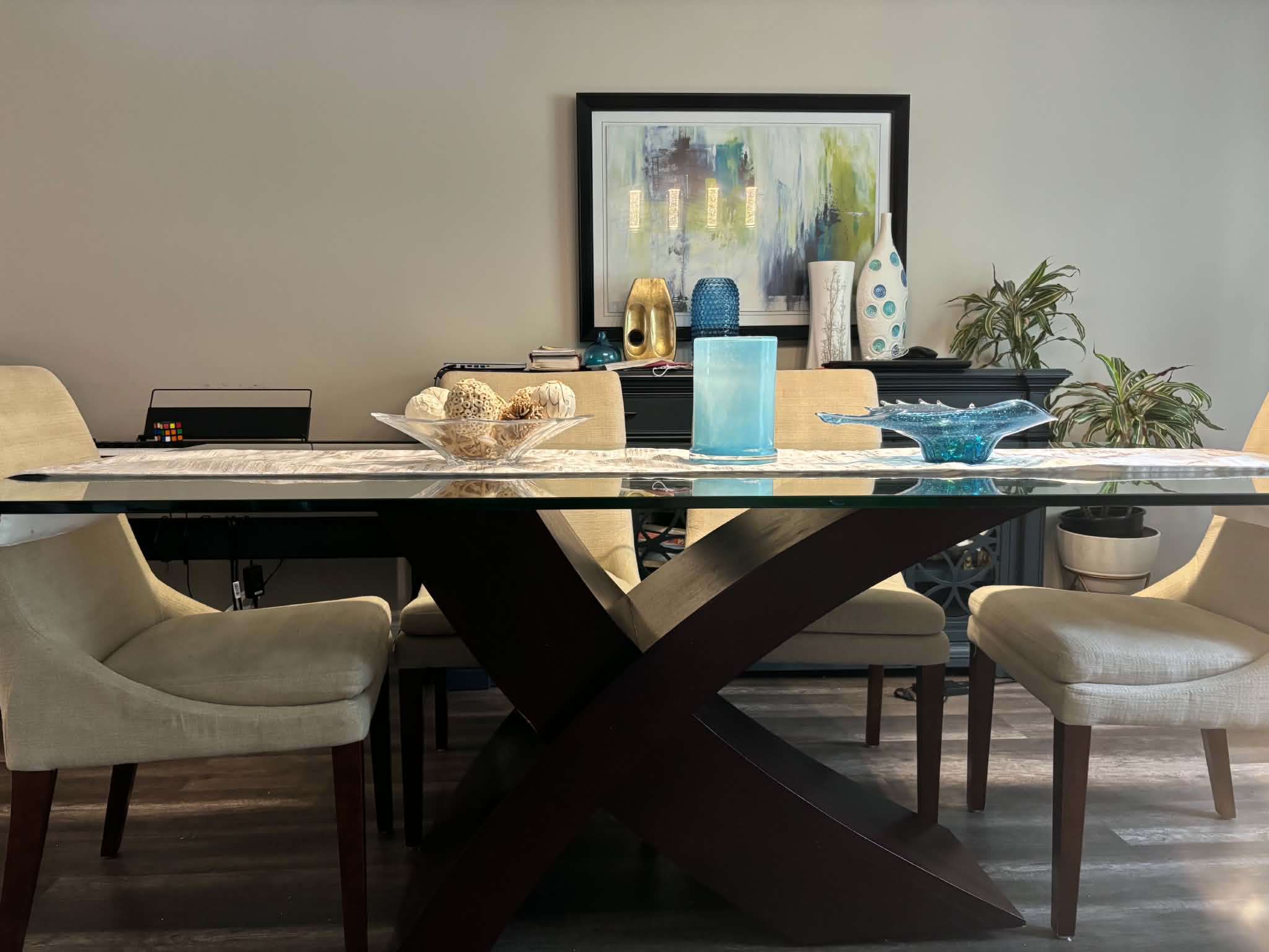 Dining Table with Glass Top + 6 Chairs - photo 4