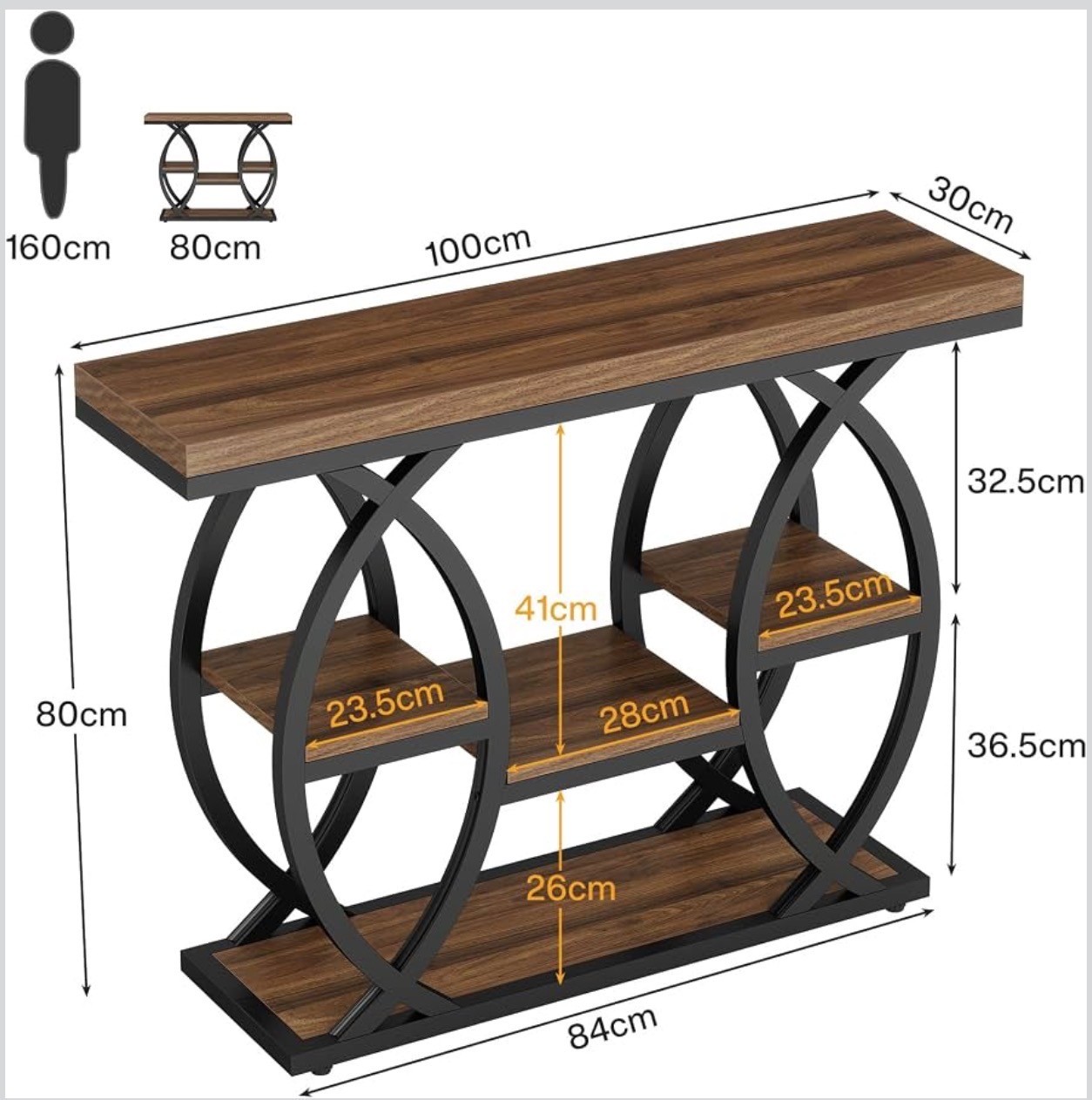 Console Table / Entryway Table – Circle Metal Frame – Brand New - photo 4