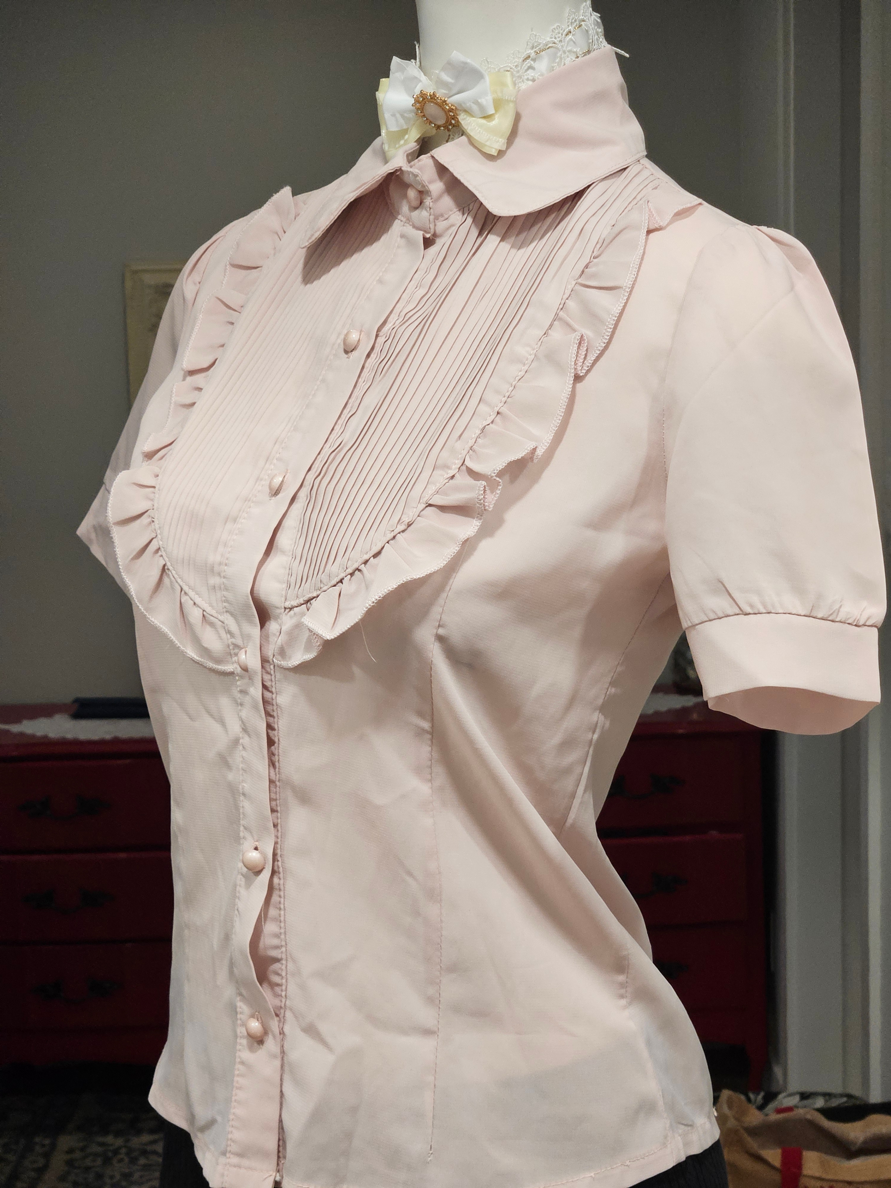 Ruffle panel bust  button-up blouse - photo 2