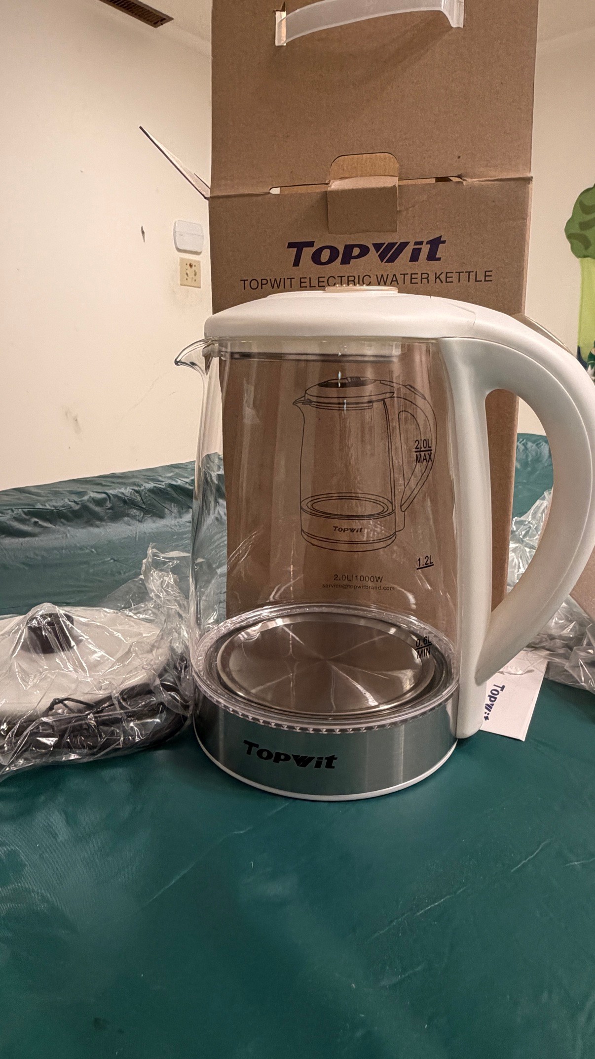 Topwit Glass Electric Water Kettle 2.0L - Brand New