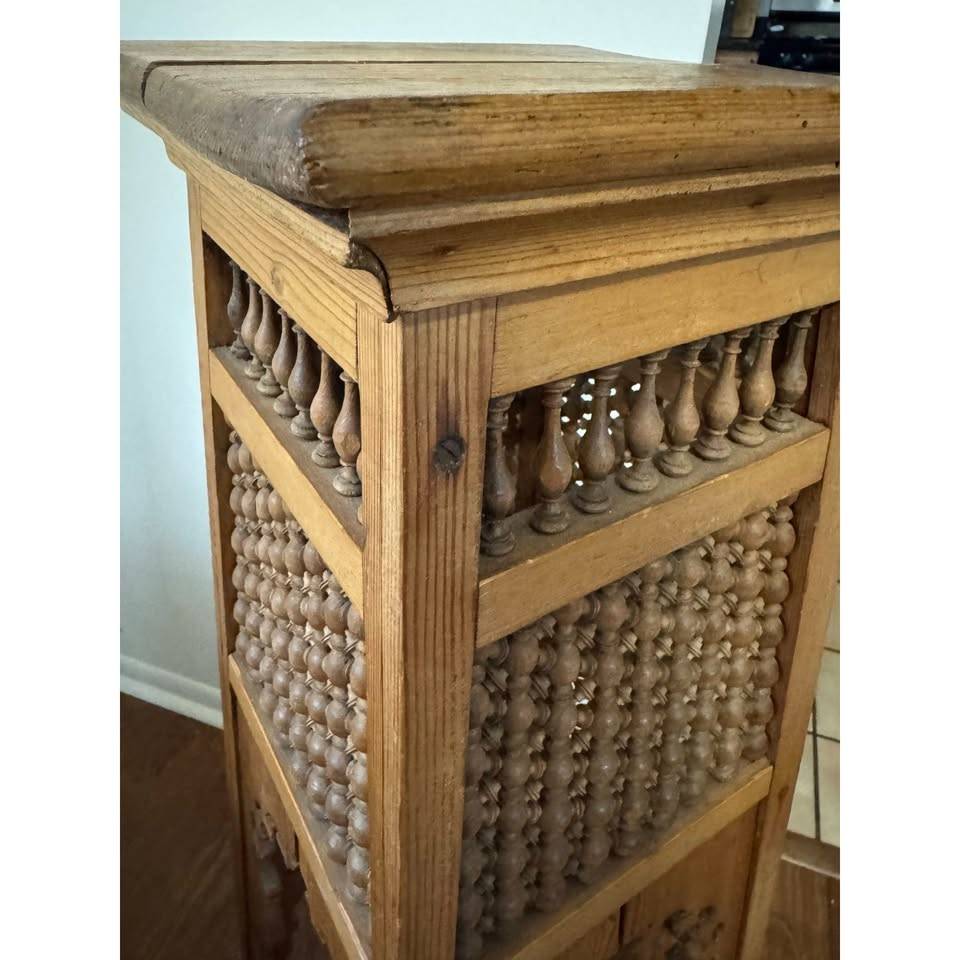 Antique Moorish Pedestal Plant Stand Carved Wood - photo 5