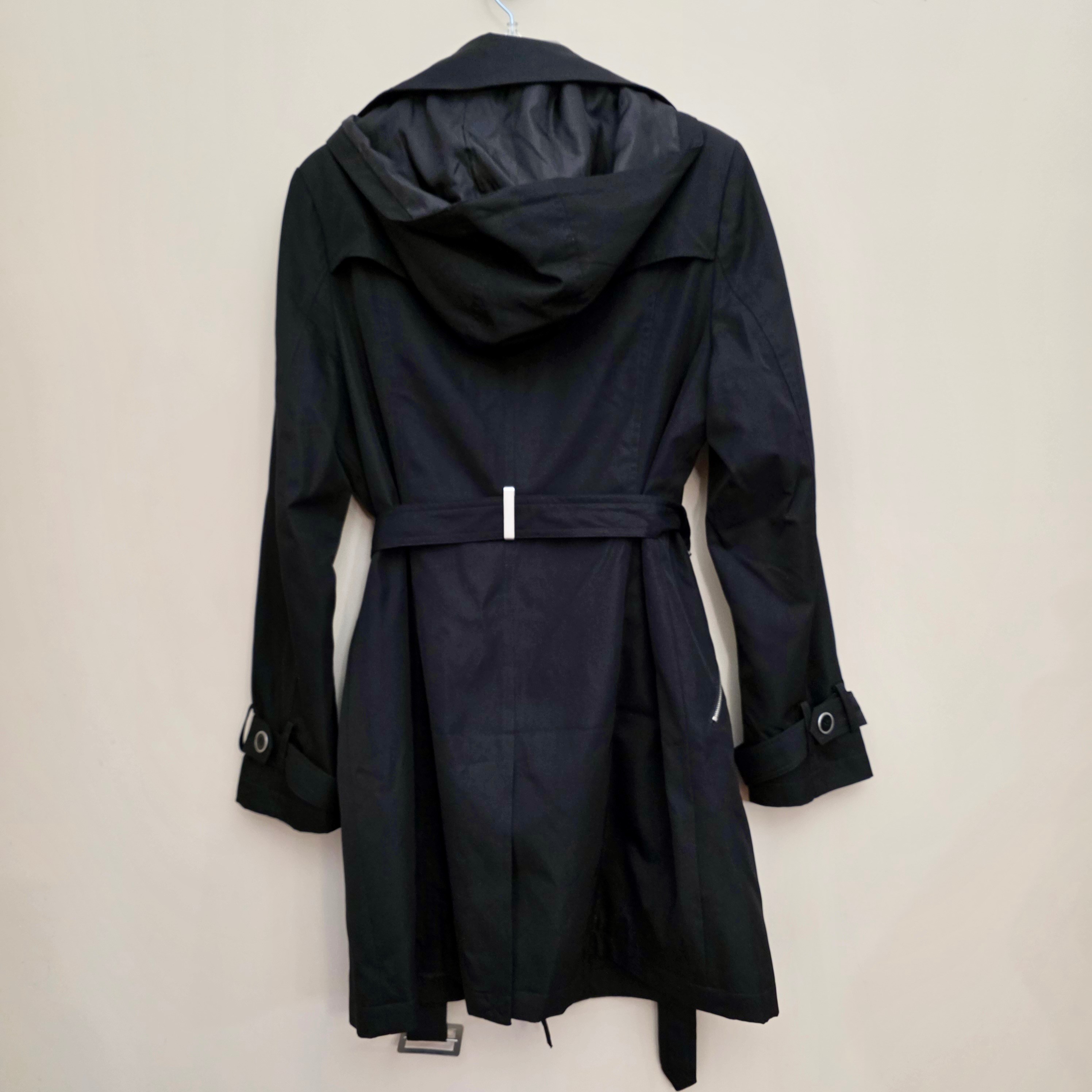 Roz & Ali Women’s Black Hooded Trench Coat Large - photo 2