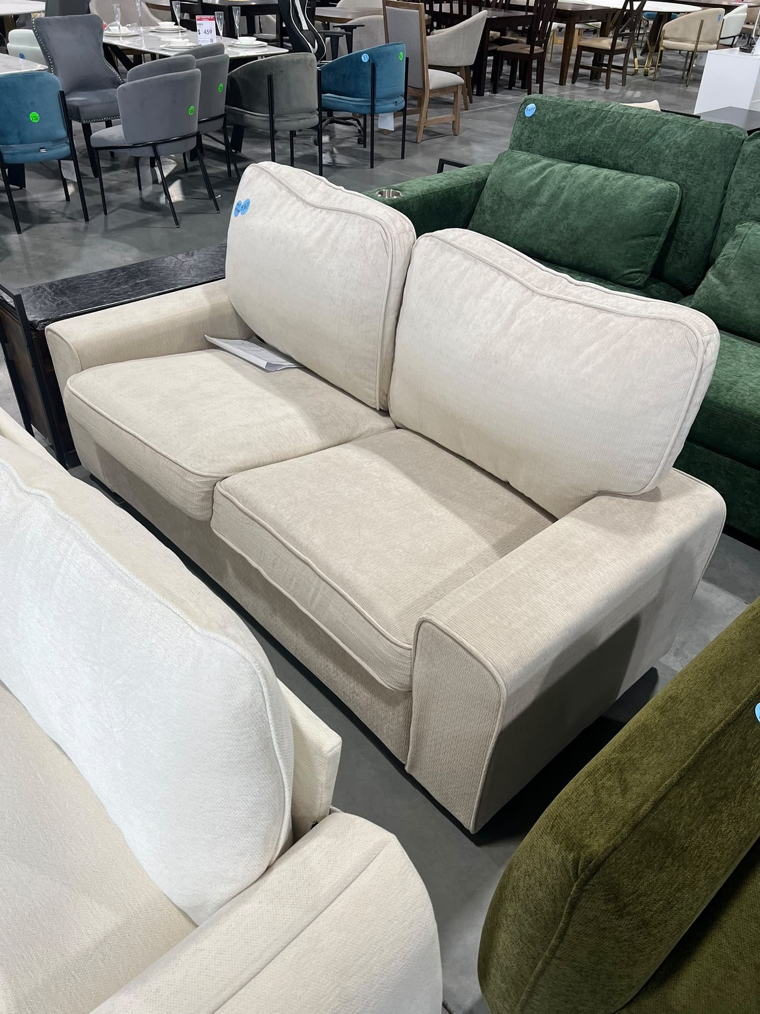 Green/Cream Fabric Loveseat Sofa - Brand New $369 🛋️ - photo 3