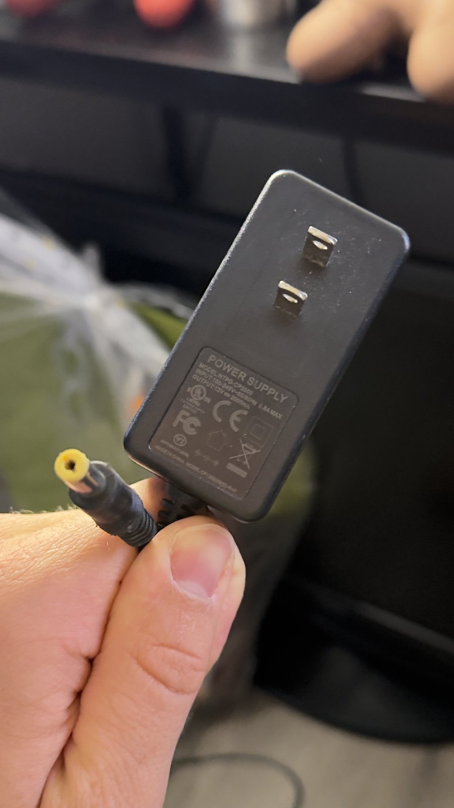 12V 2A AC Power Adapter NTPD-CP2000 – Barrel Plug, Yellow Tip