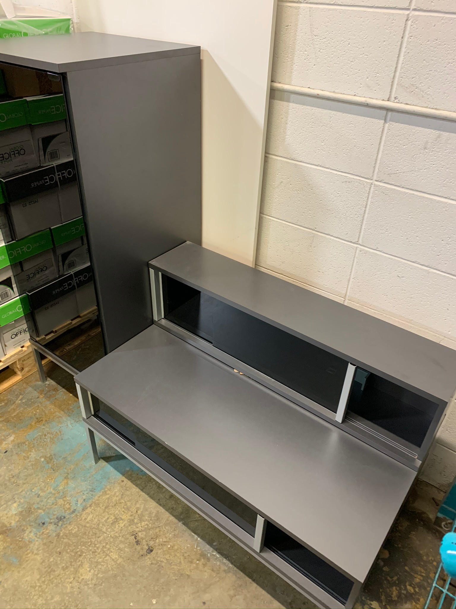 Modern Grey TV Entertainment Unit with Matching Storage Cabinets - photo 3