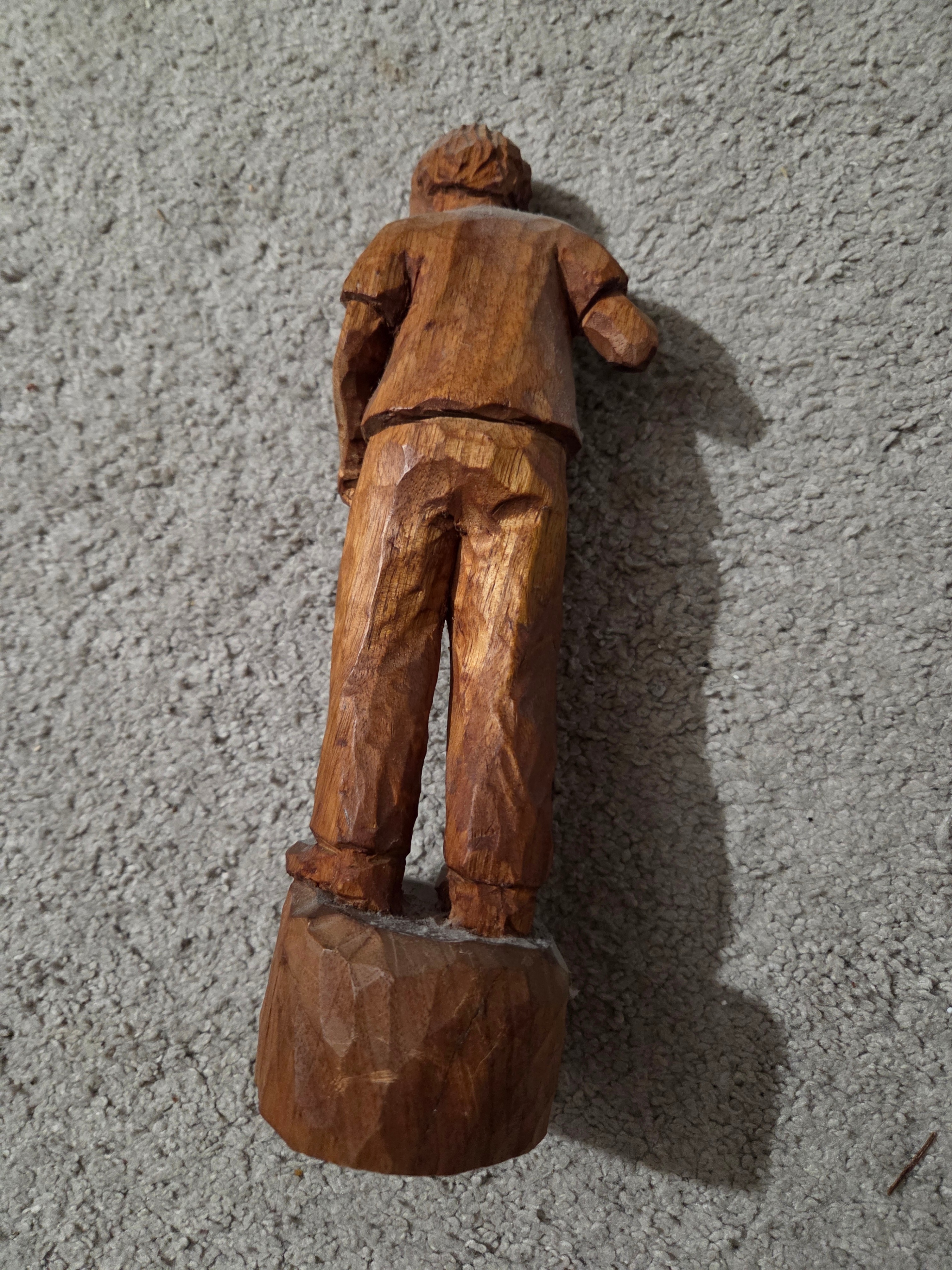 Vintage Hand-Carved Wooden Dapper Gentleman Figurine, 10" H