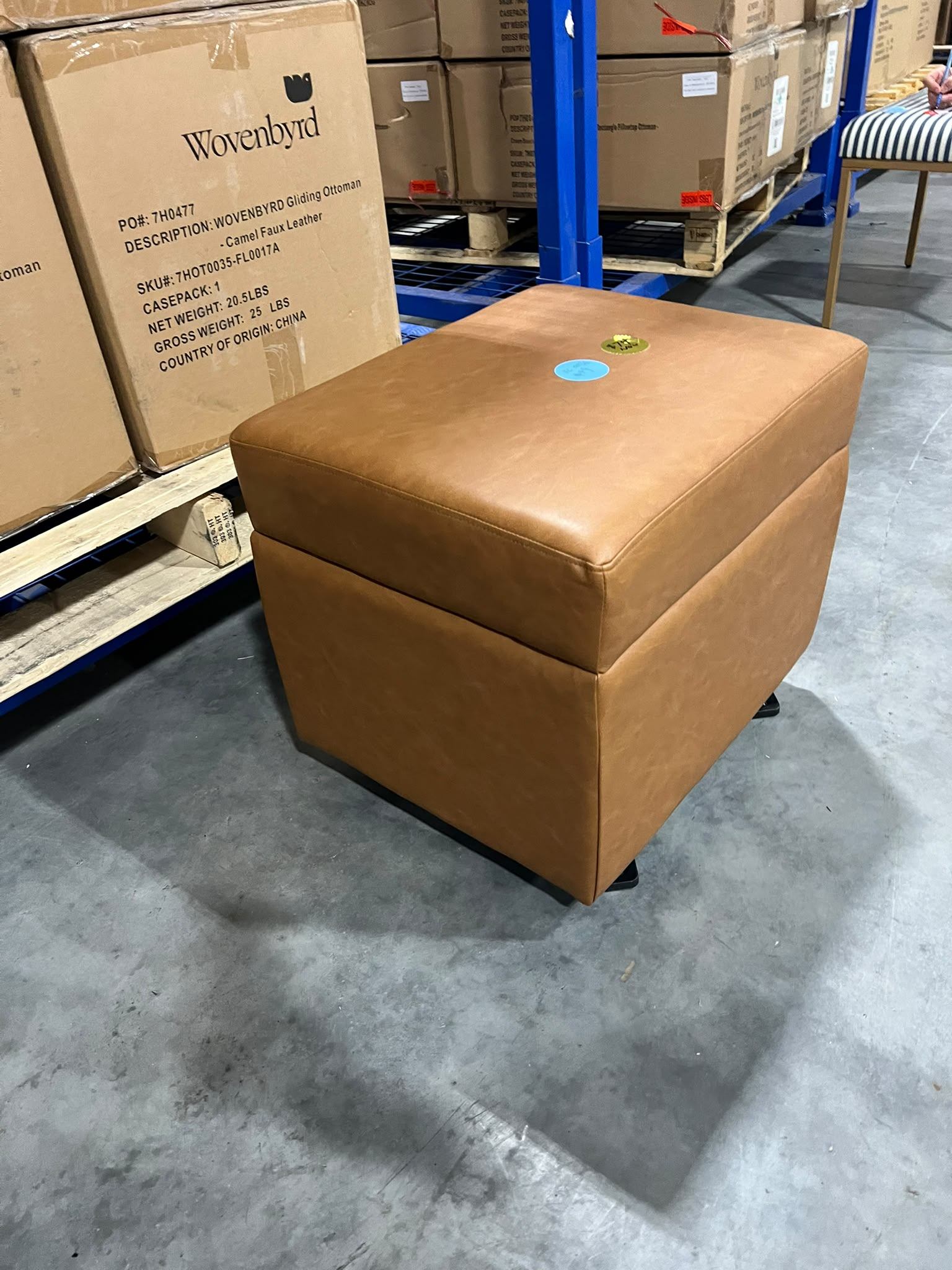 Gliding Ottoman $69 🛋️ Brand New – Camel Faux Leather - photo 3