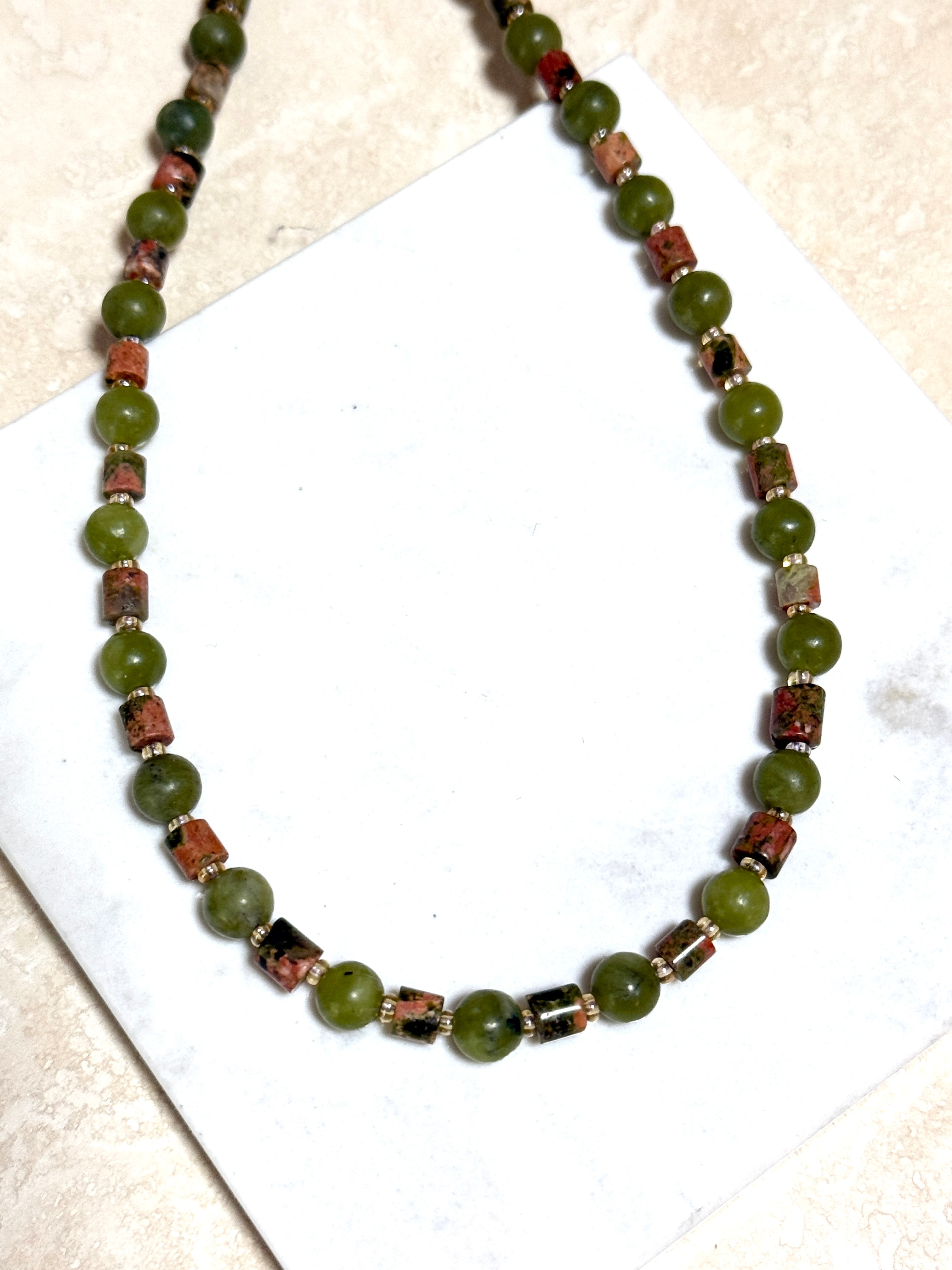 Green Serpentine & Unakite Short Necklaces - photo 5