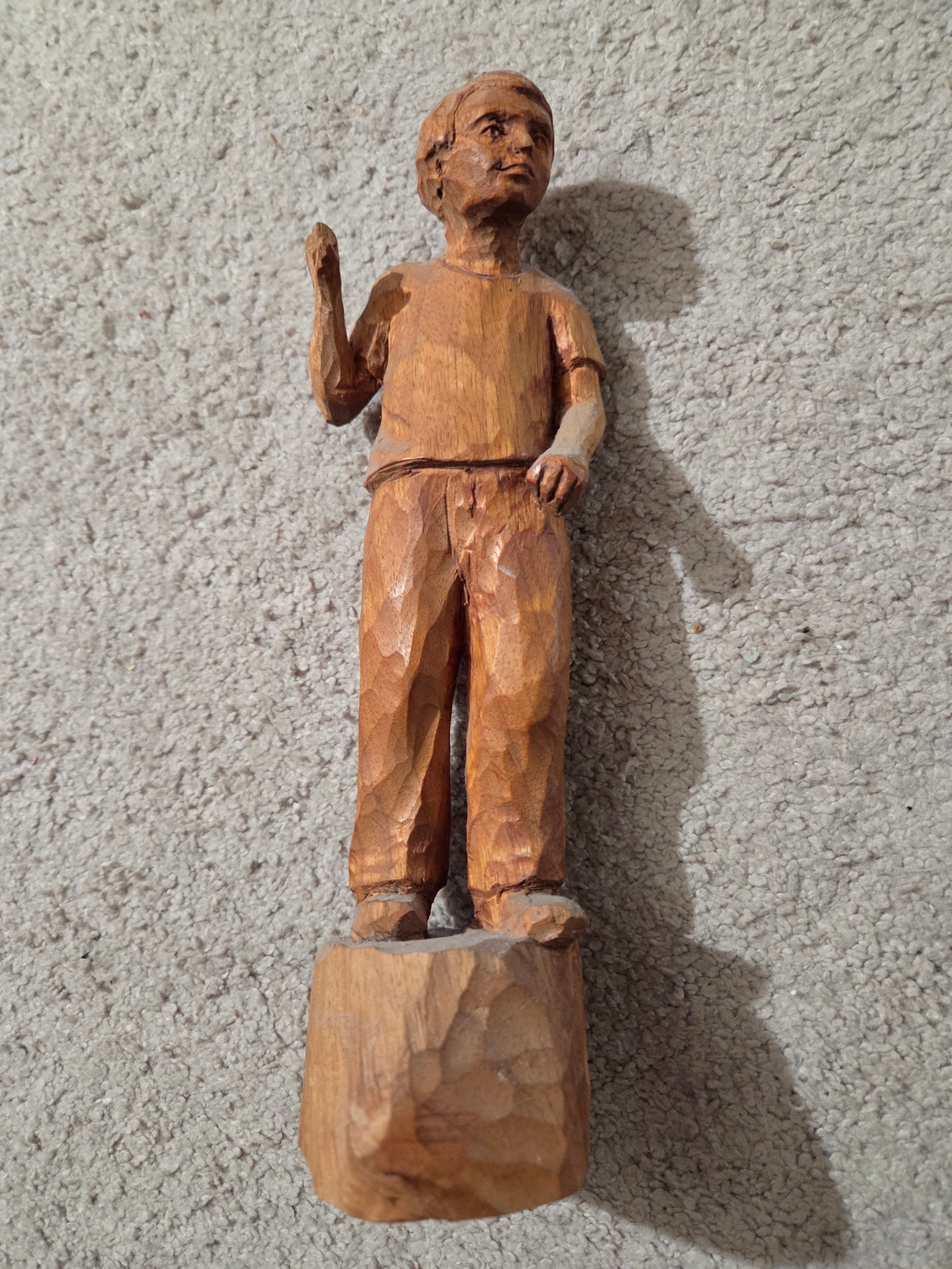 Vintage Hand-Carved Wooden Dapper Gentleman Figurine, 10" H - photo 2