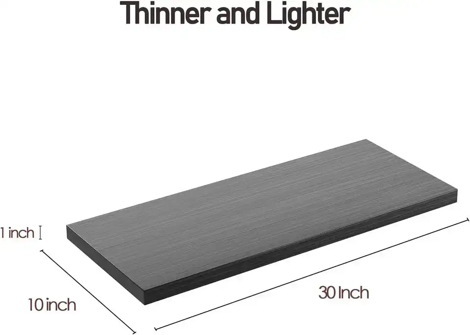 Wall Shelf Set of 1 Dark Wood Floating Shelves 30 in W x 10 in D - photo 3