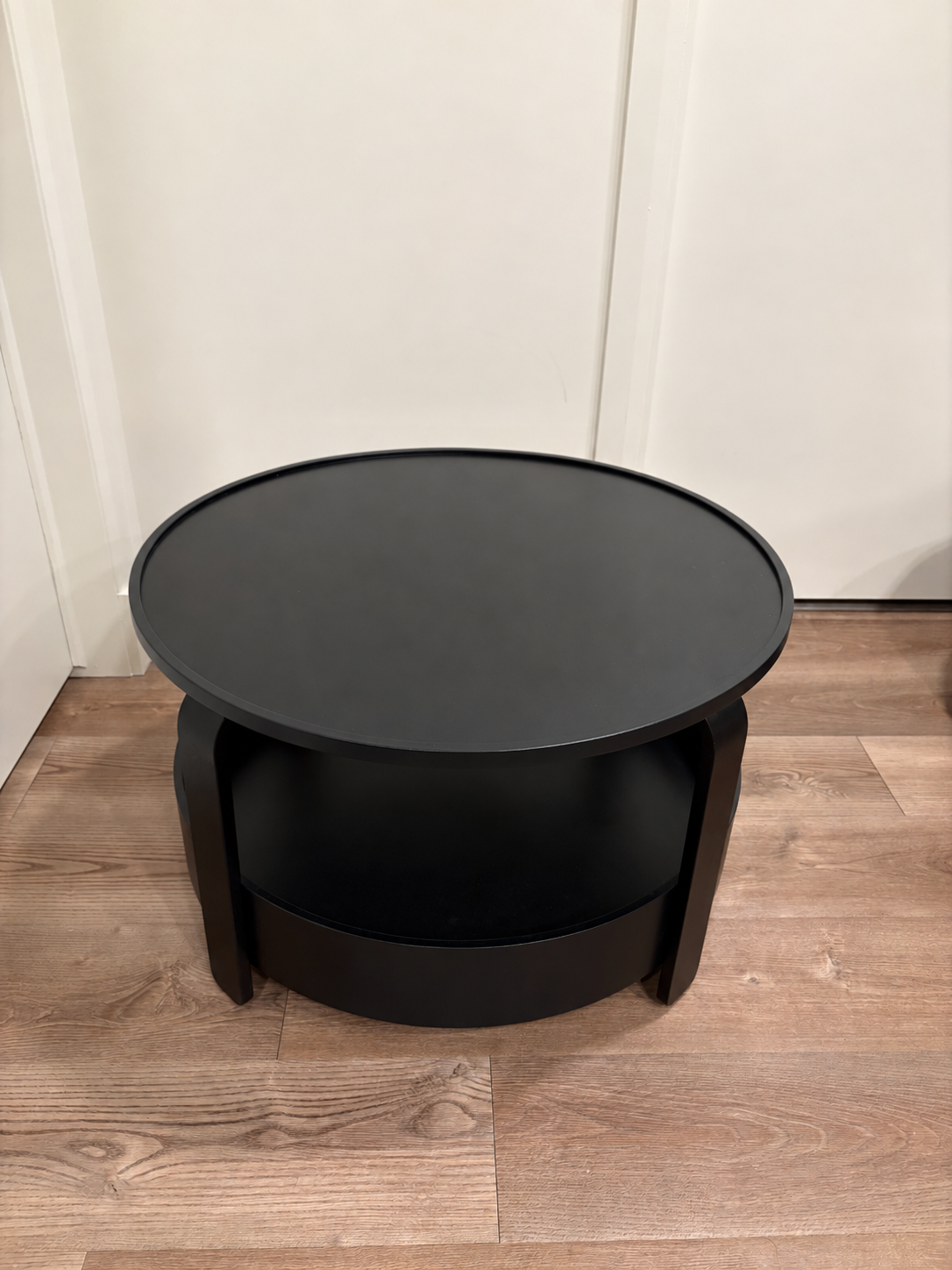 IKEA BORGEBY Round Coffee Table – Black with Storage - photo 3