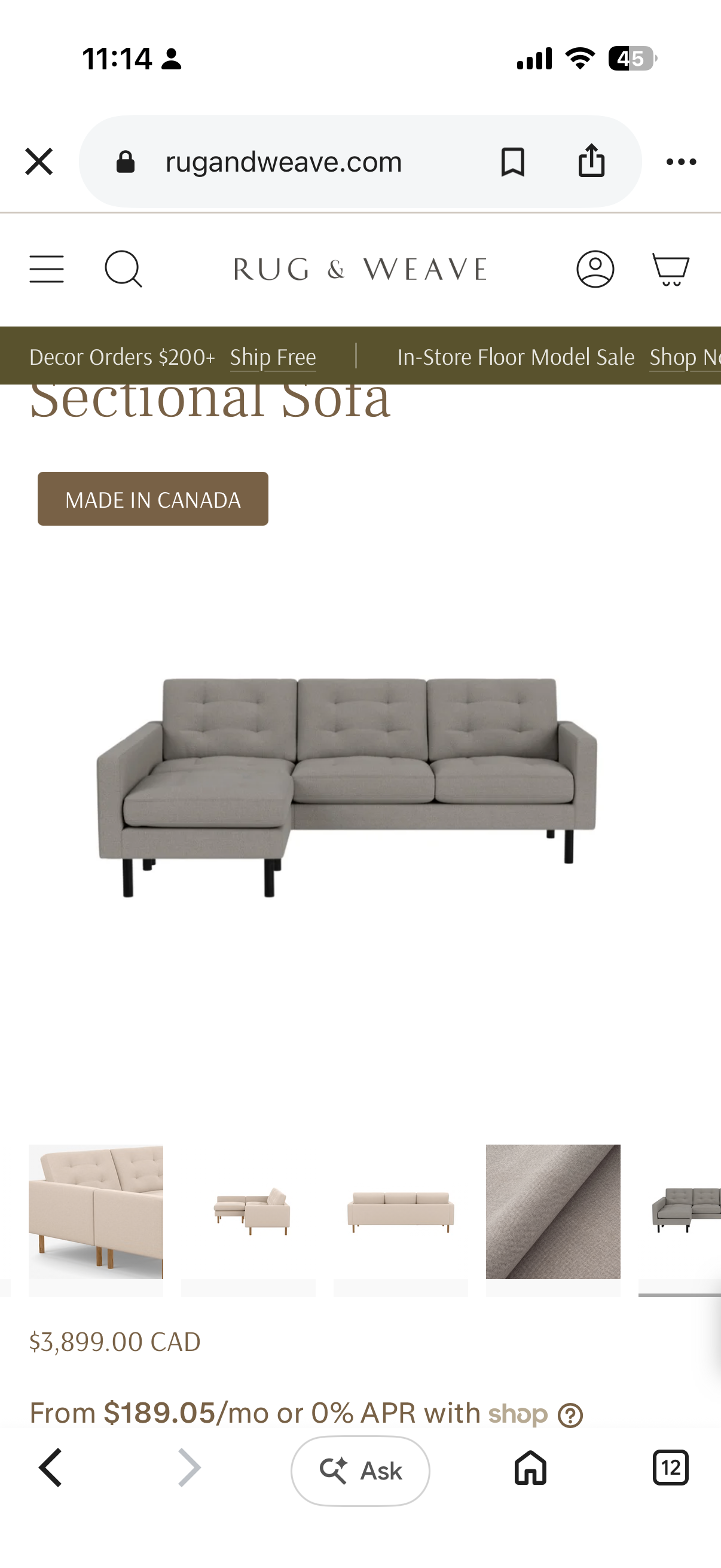Grey sectional couch - photo 4