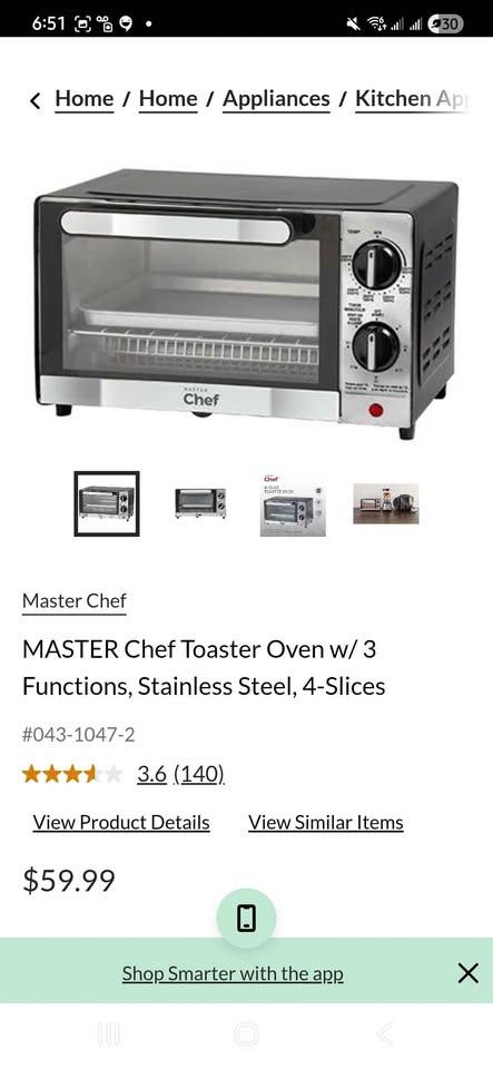 FREE: MASTER Chef 4-Slice Stainless Toaster Oven, Some Rust - photo 2