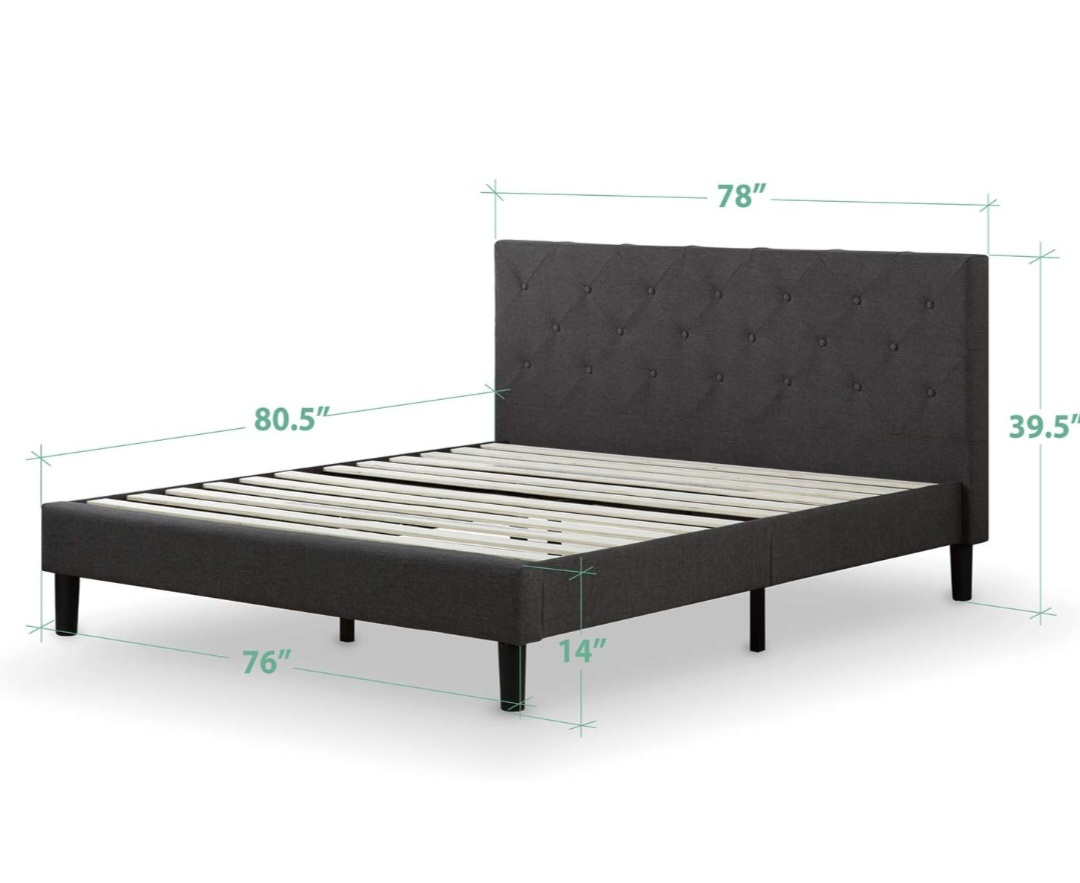 Bed frame with headboard – King size – Dark gray - photo 2
