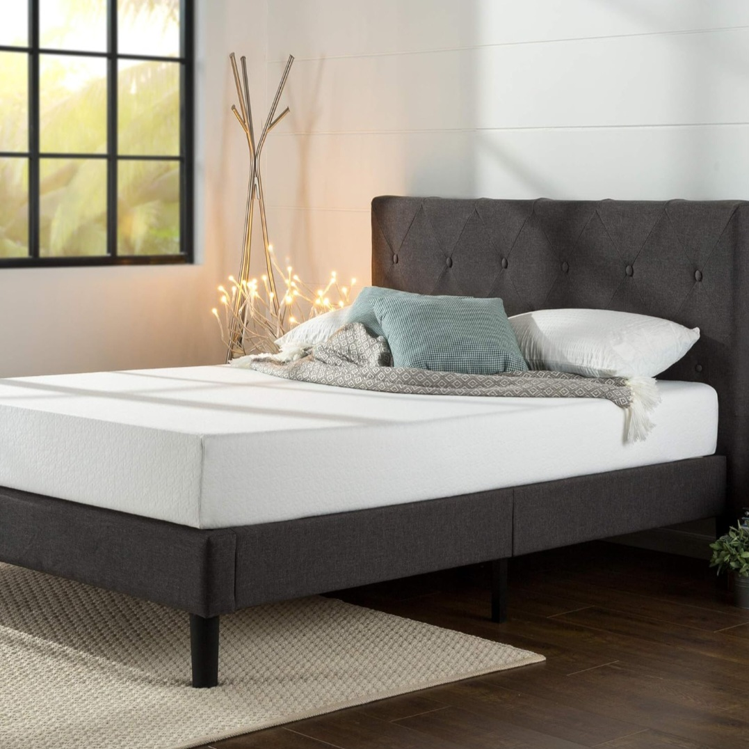 Bed frame with headboard – King size – Dark gray