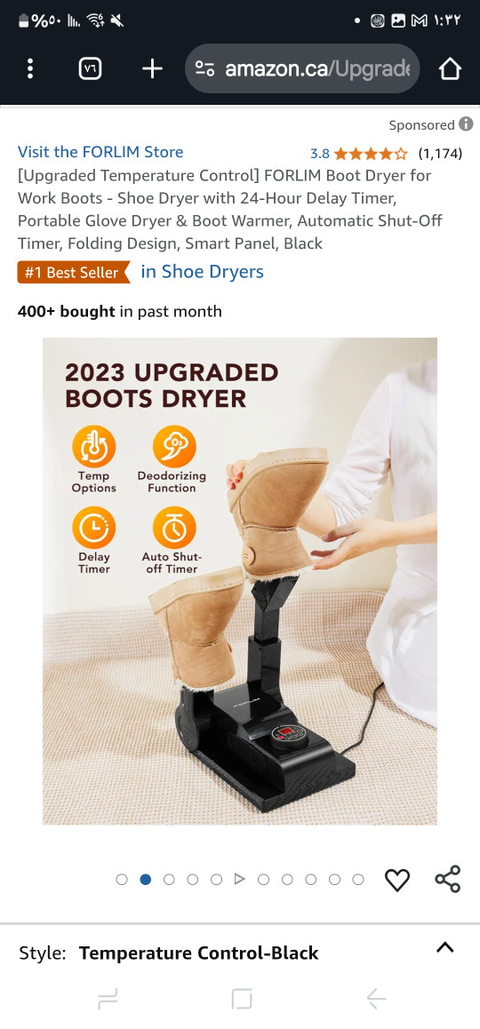 FORLIM 2023 Upgraded Boots Dryer - Black