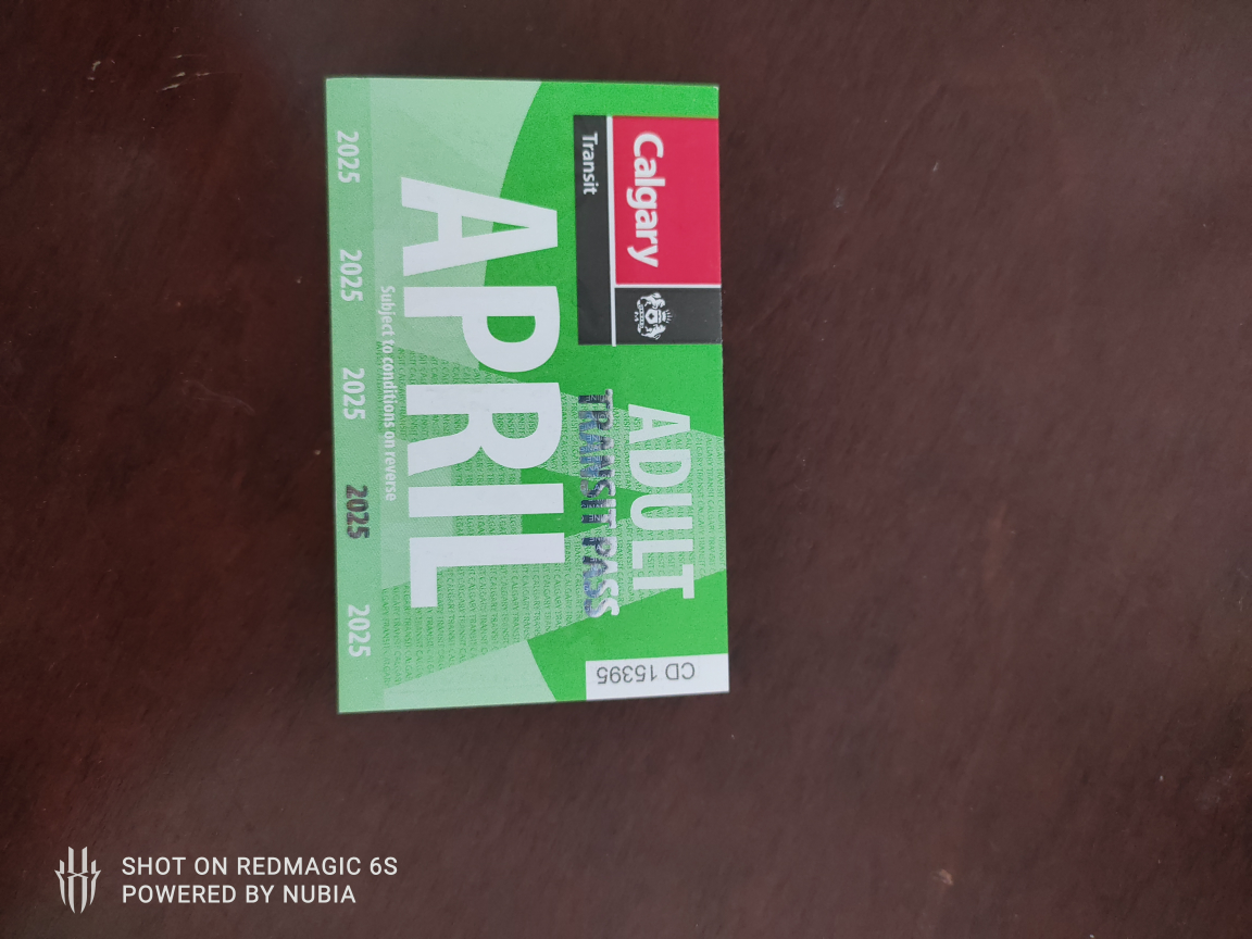 Calgary Transit Adult April 2025 Pass