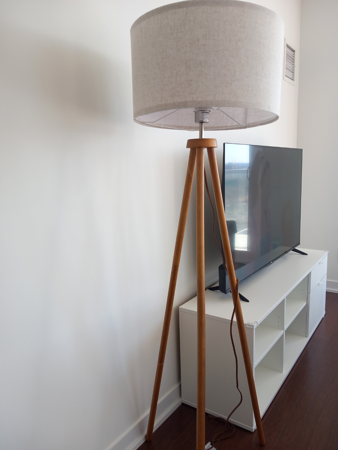 Mid-Century Modern Tripod Floor Lamp with Linen Shade