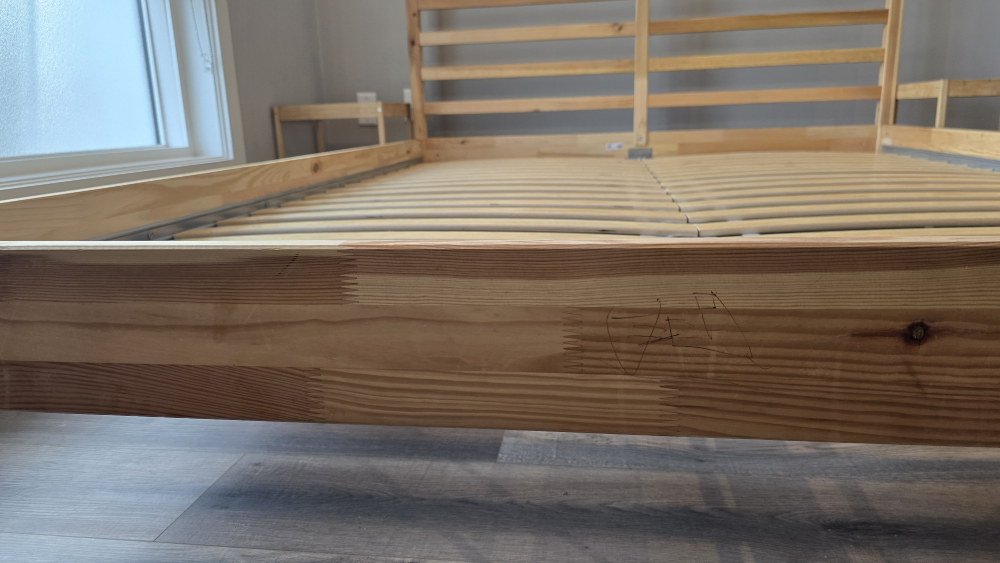 IKEA Wooden bed frame with two nightstands. - photo 3