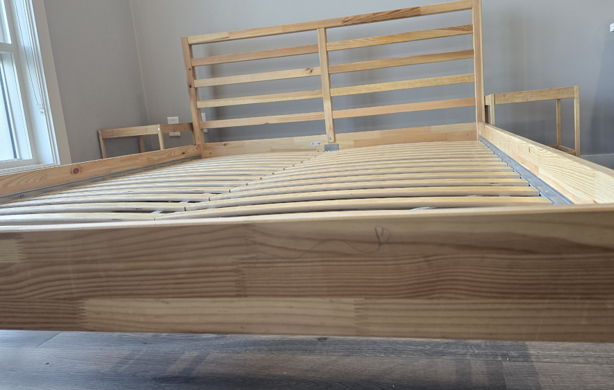 IKEA Wooden bed frame with two nightstands. - photo 5