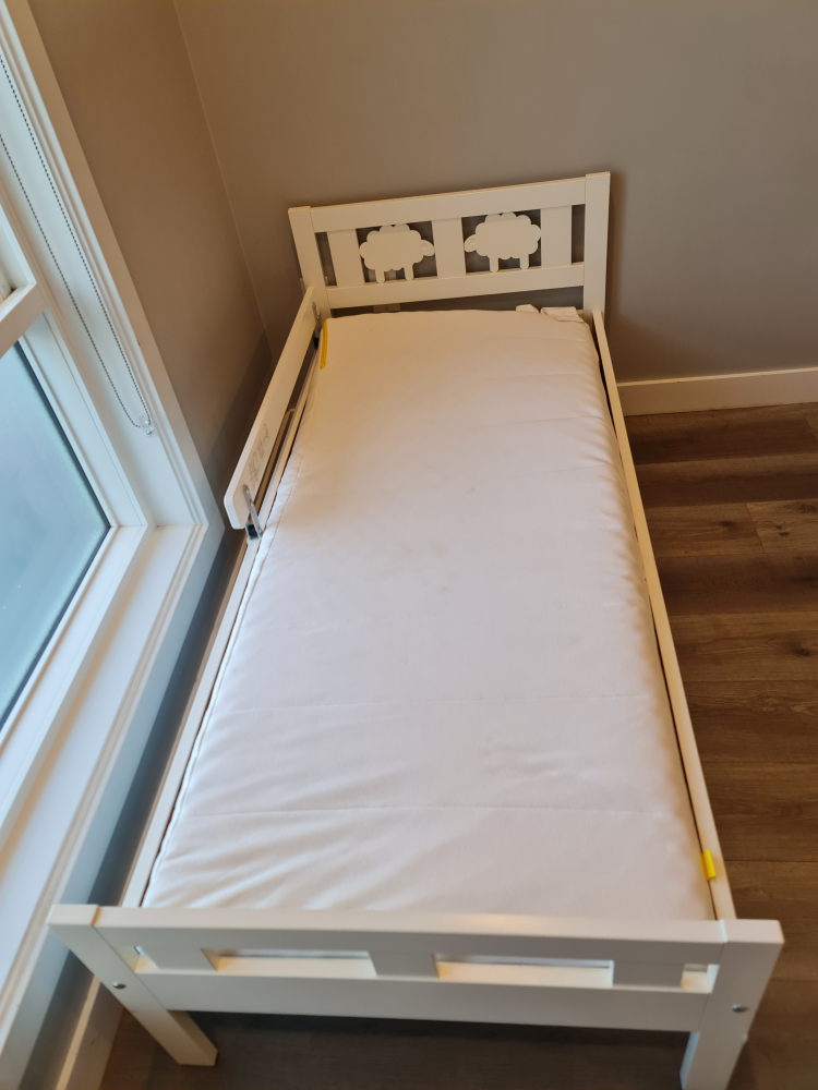 IKEA White Toddler Bed frame with Mattress