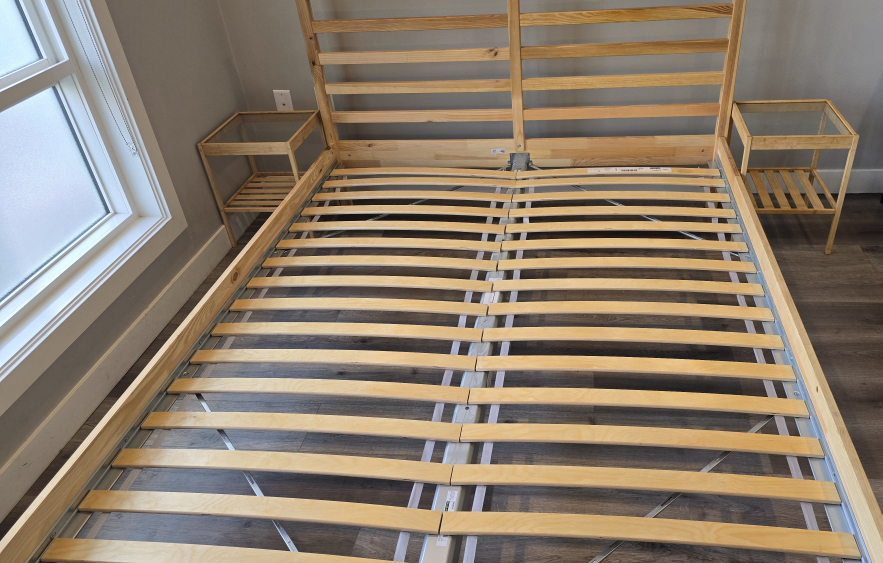 IKEA Wooden bed frame with two nightstands. - photo 2