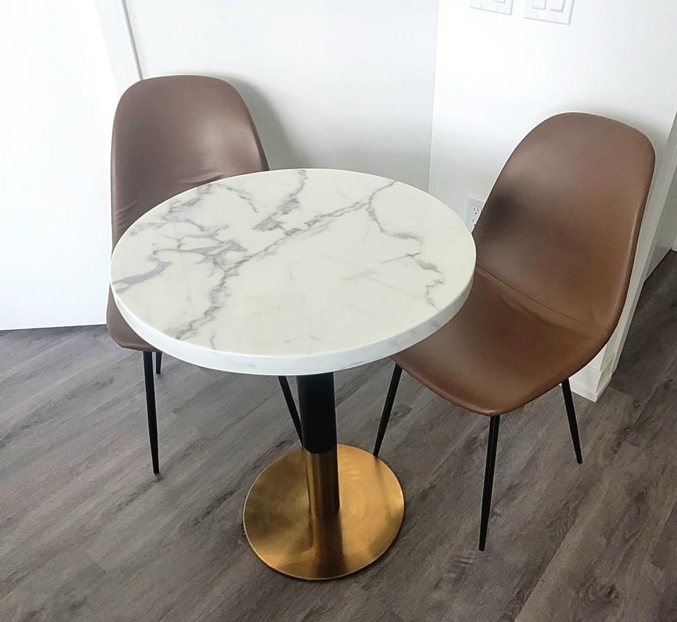 Marble Top Round Dining Table with 2 Chairs