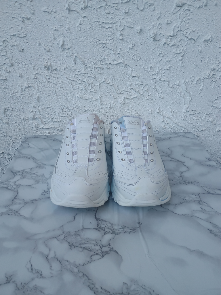 Skechers D'Lites White Leather Shoes US 9.5