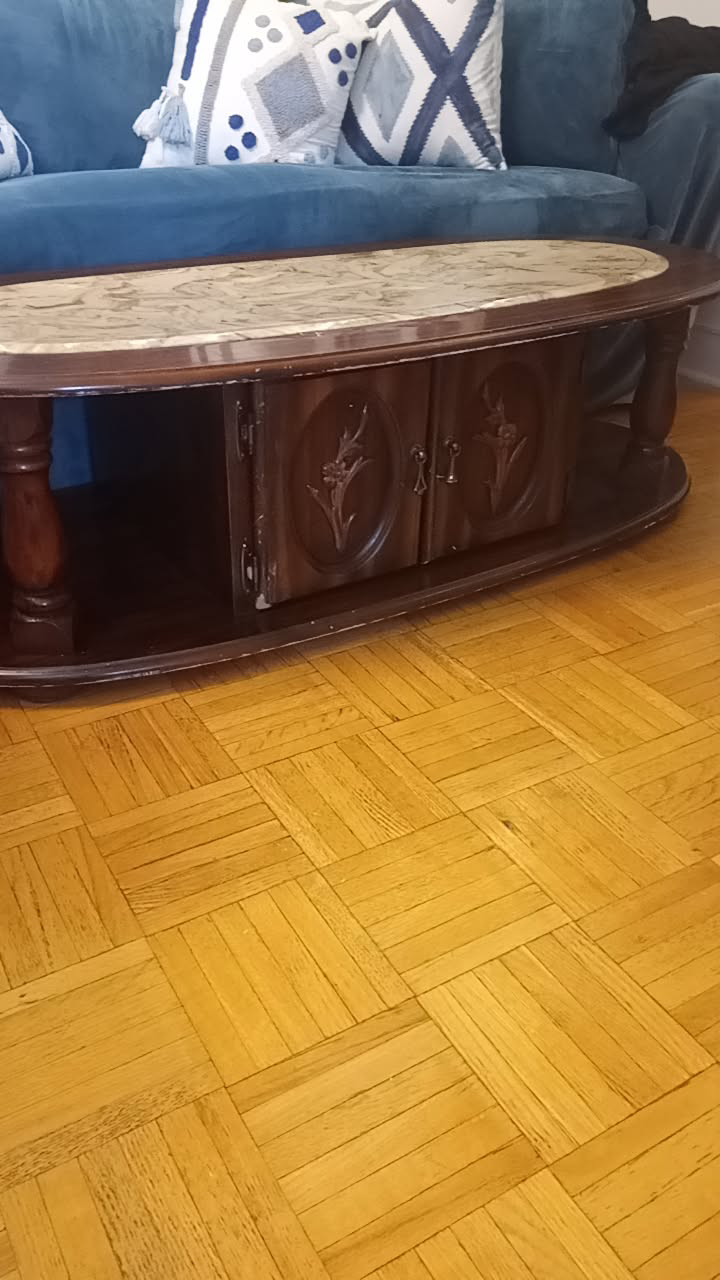 Oval Coffee Table with Marble Top