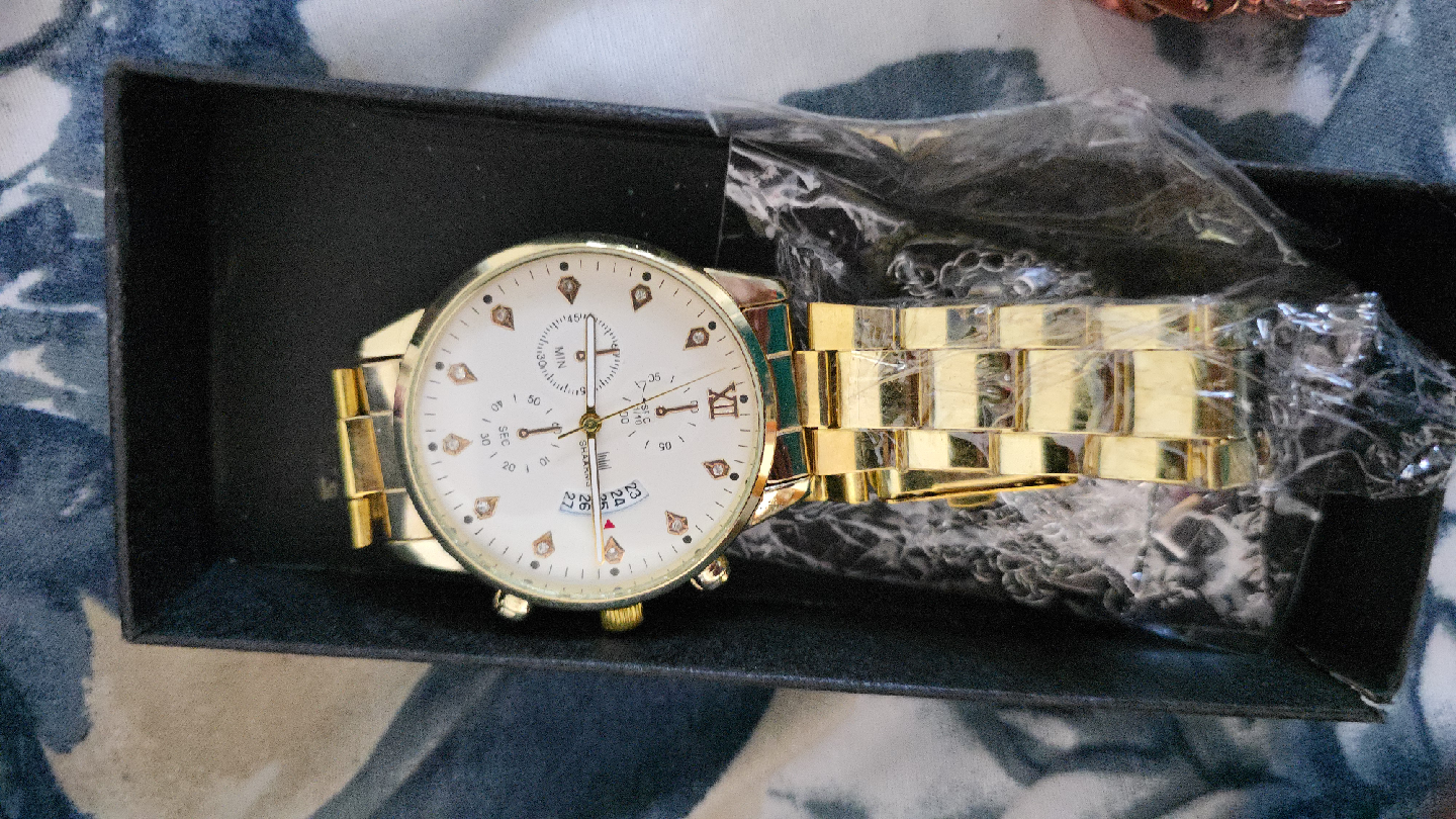 Gold Coloured Watch with Extra Chain