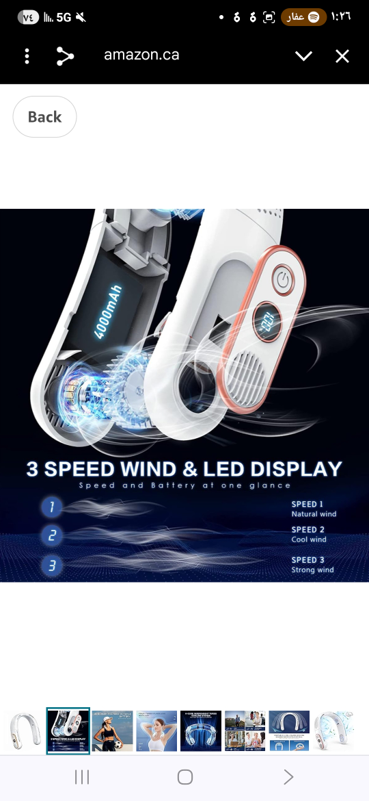 VSULZVNU Portable Neck Fan - White - photo 2