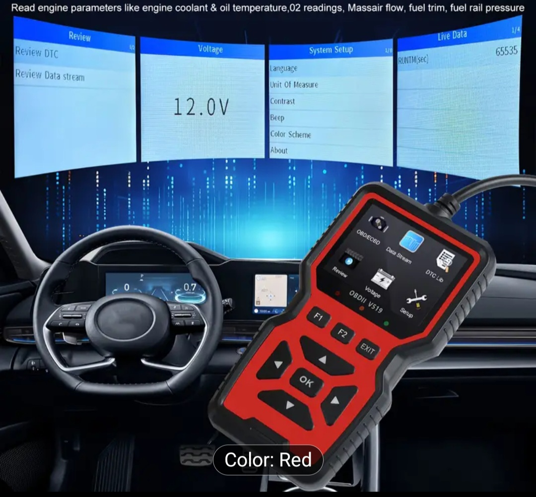 OBDII V519 Car Diagnostic Scanner - Red - photo 5