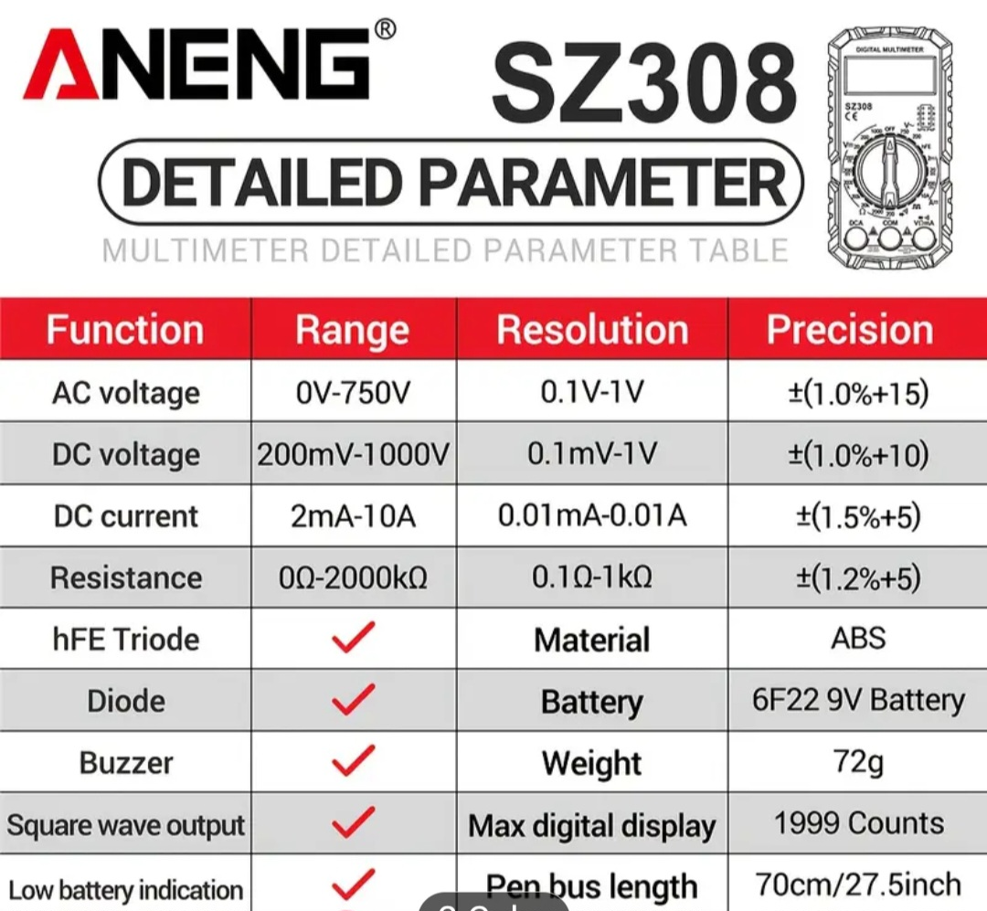 ANENG SZ308 Digital Multimeter - Like New! - photo 4