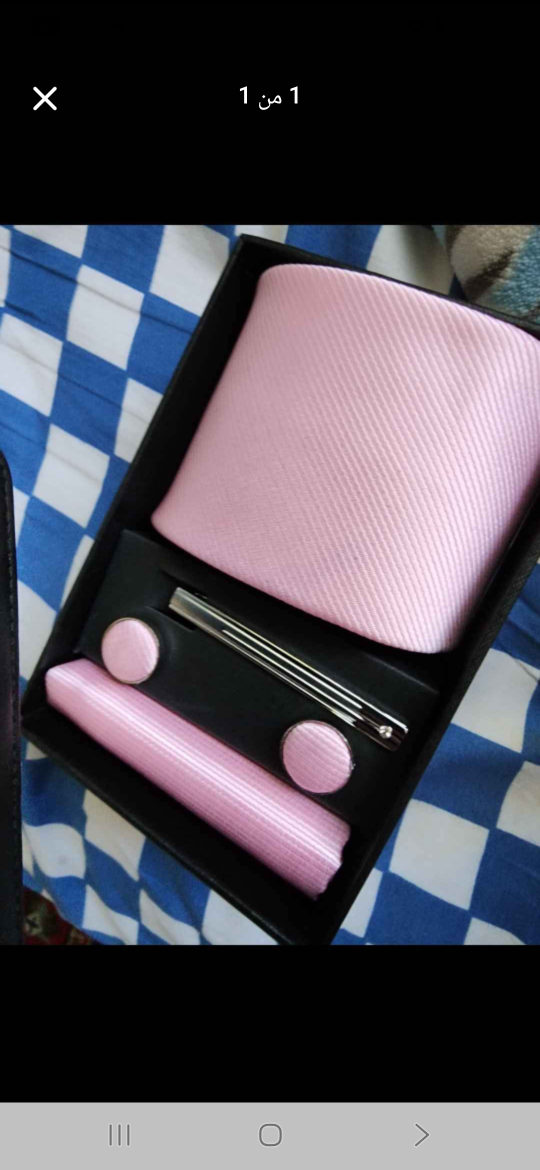 Pink Tie, Pocket Square, Cufflinks & Tie Clip Set - New