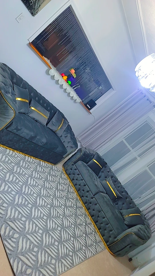 Gray Velvet Sofa Set