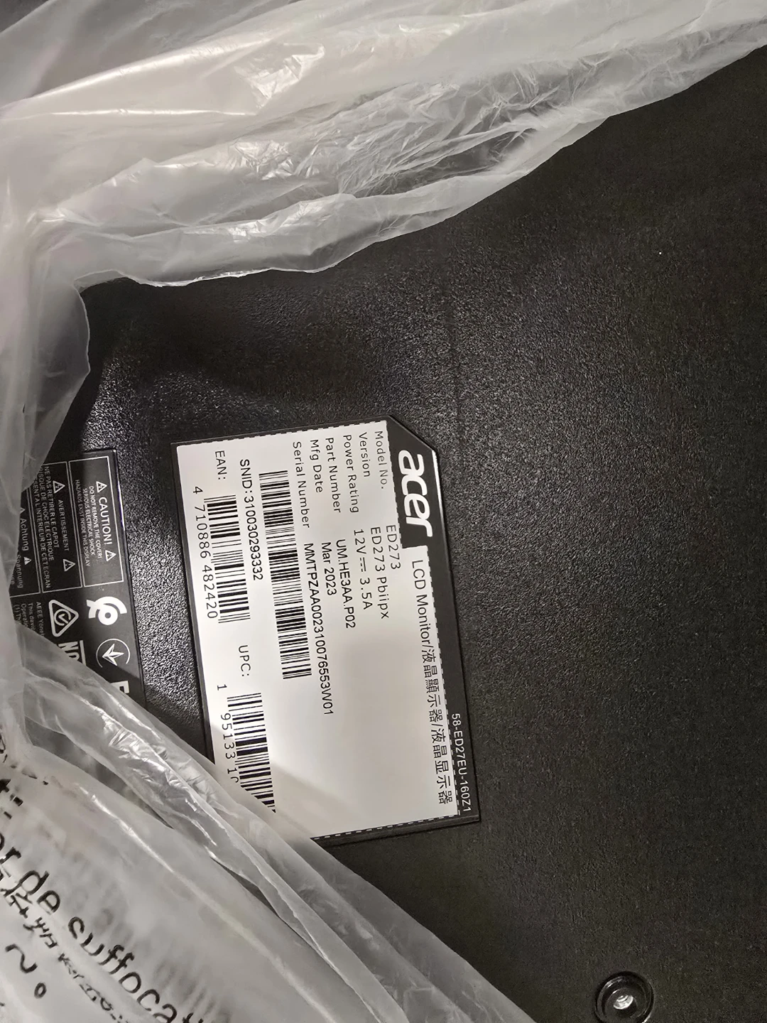 Acer ED273 27-inch Full HD Monitor - Like New! - photo 2