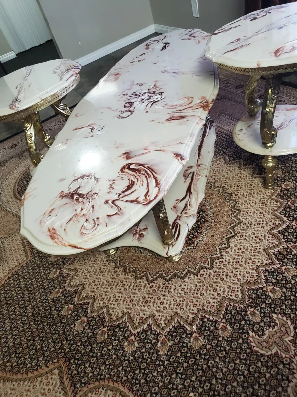 Marble Coffee and End Table Set - photo 2