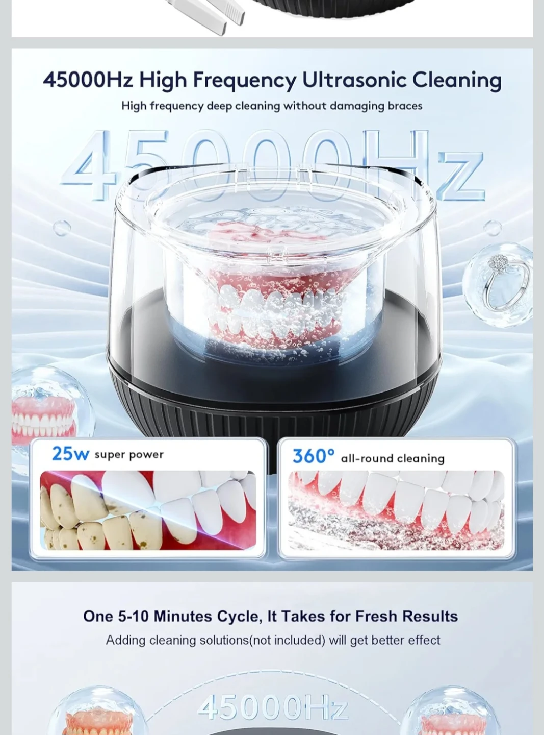 Ultrasonic Cleaner for Dentures, Braces, Jewellery - photo 3