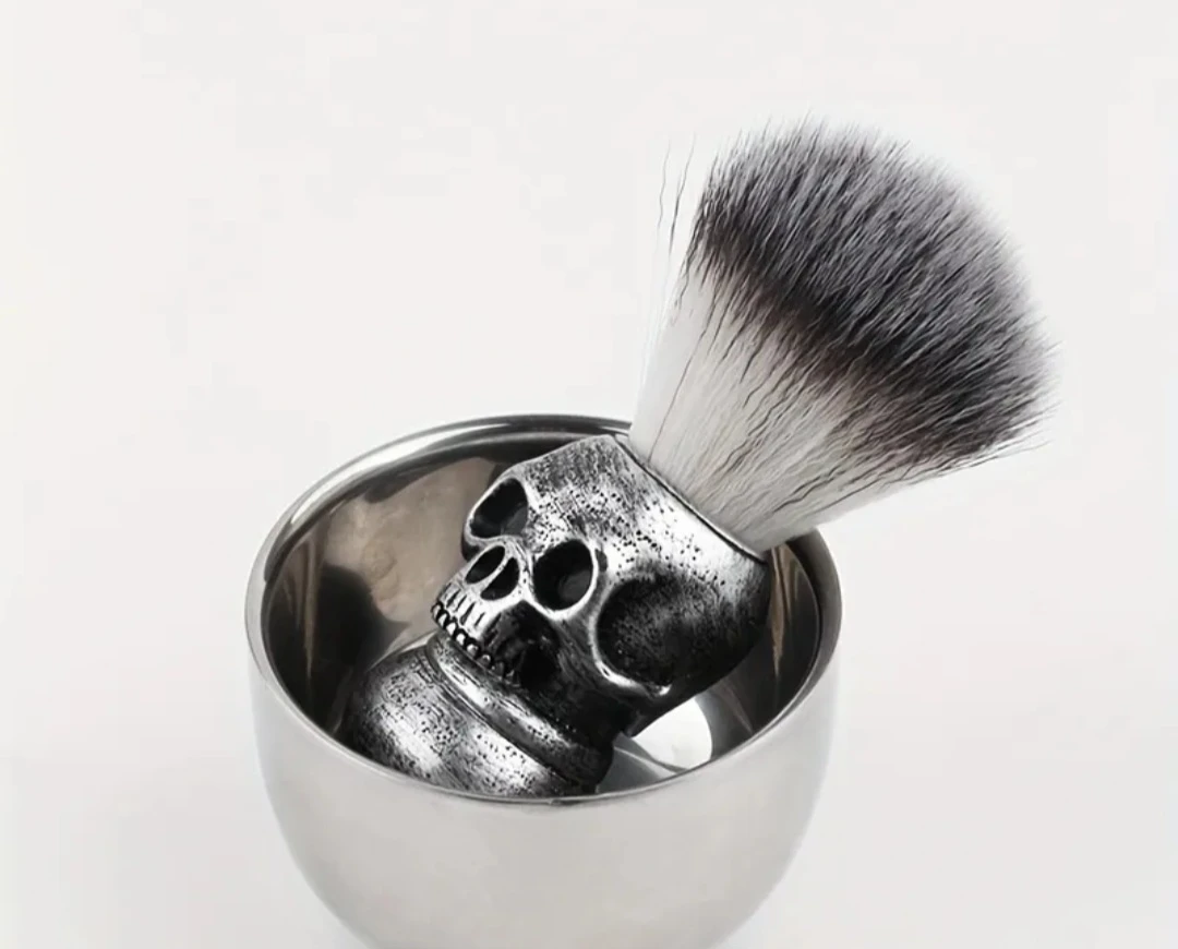 Skull Handle Shaving Brush & Bowl Set