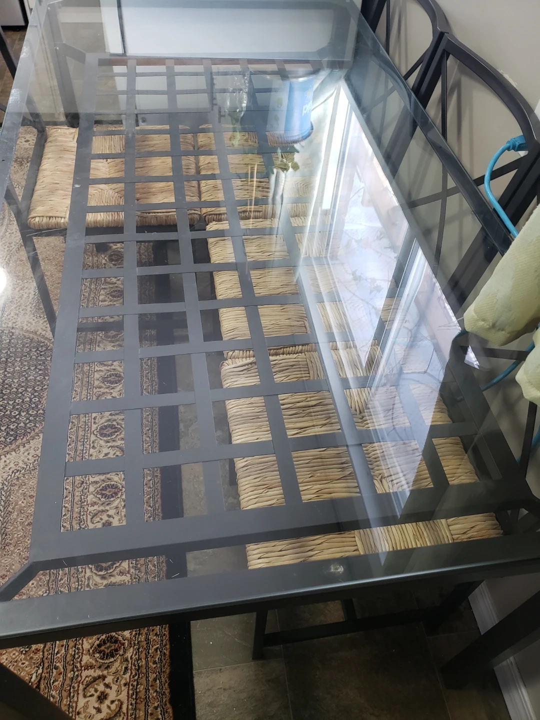 Glass top dining table with 4 chairs