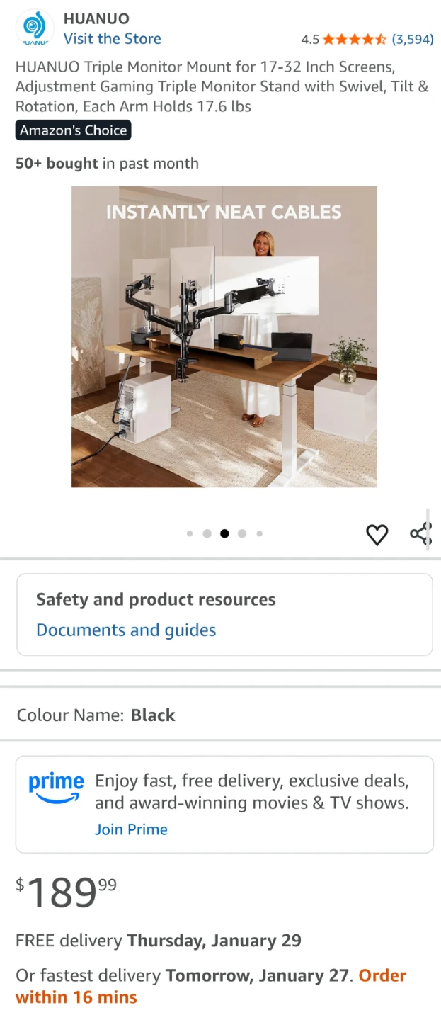 HUANUO Triple Monitor Mount - HNTS3 - photo 4