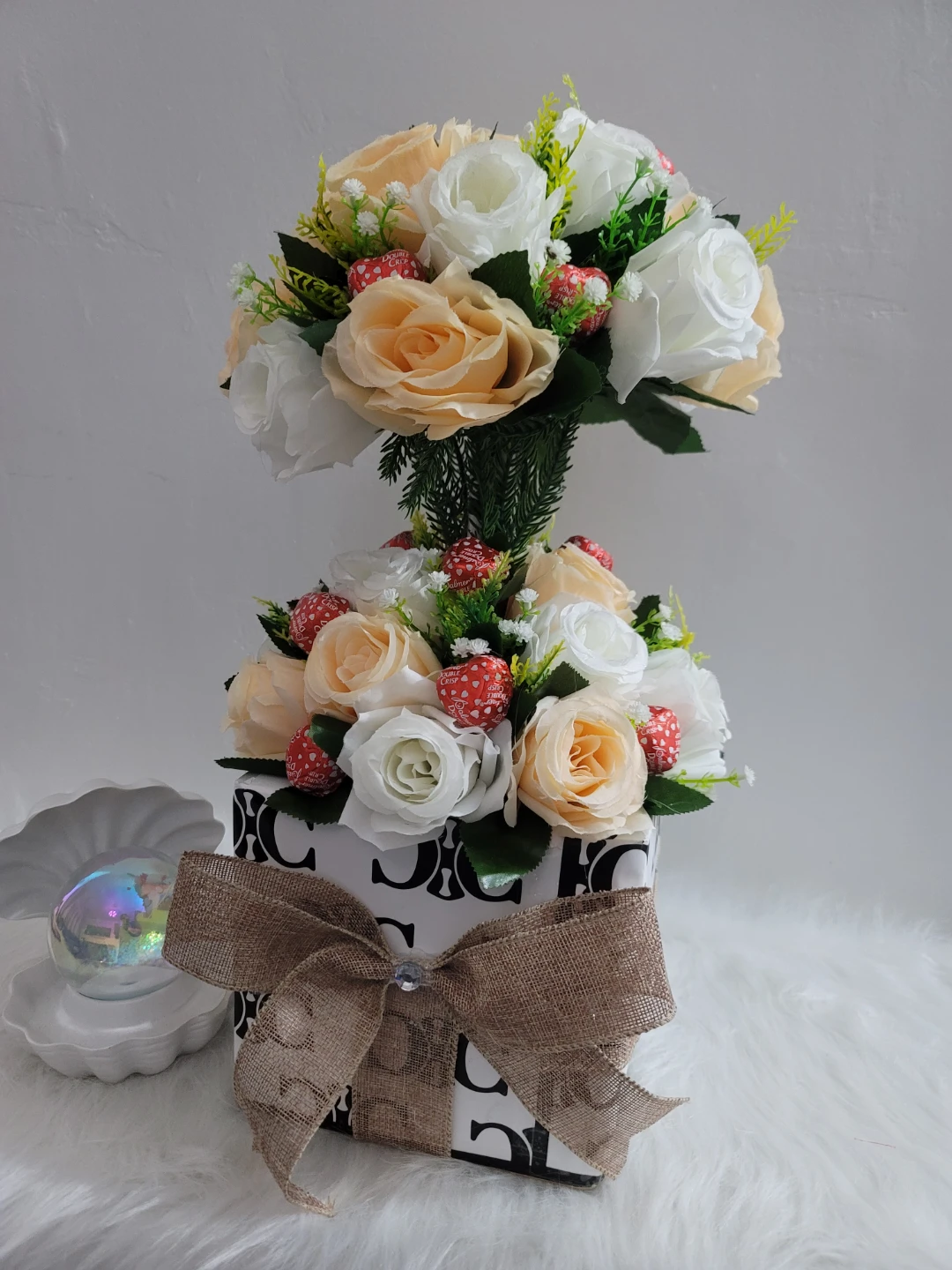 Artificial Flower Arrangement with Decorative Box