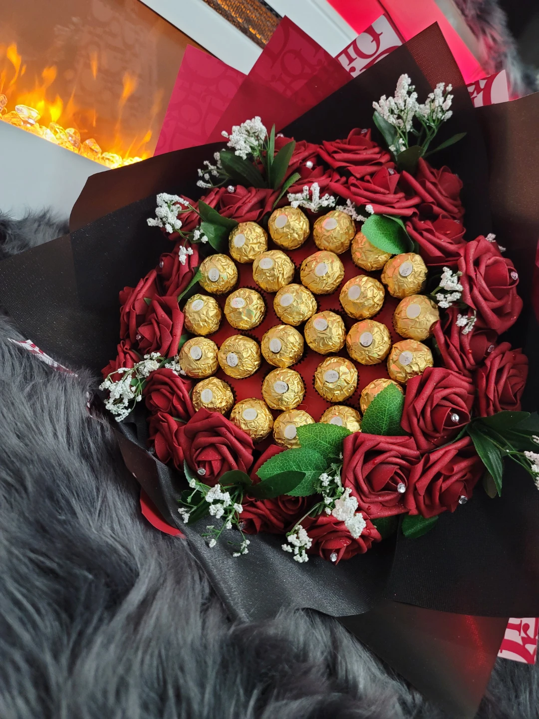 Ferrero Rocher Chocolate and Red Rose Bouquet - photo 3