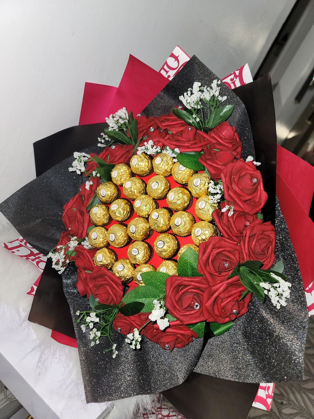 Ferrero Rocher Chocolate and Red Rose Bouquet - photo 4